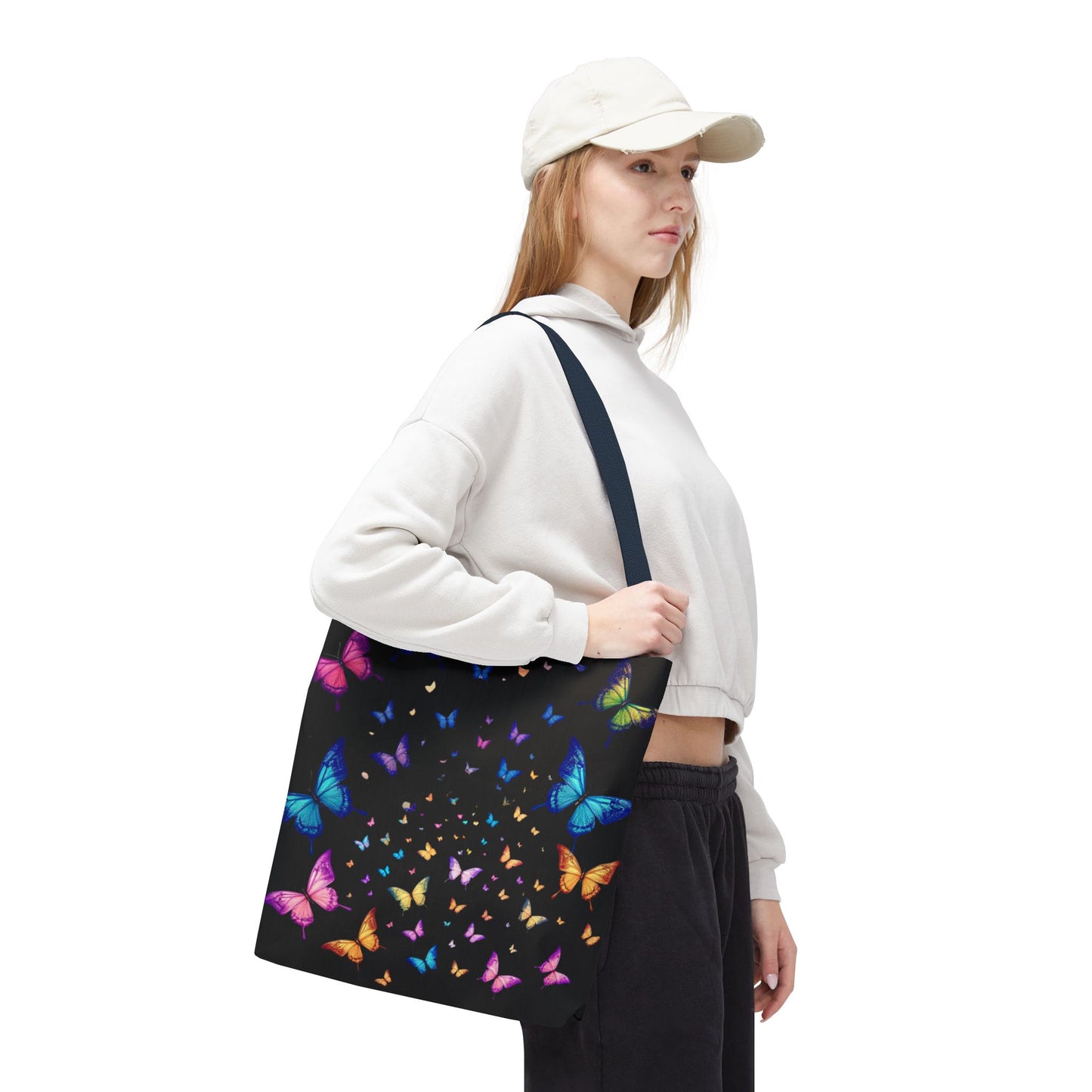Butterfly Swarm Tote Bag – Colorful Rainbow Butterfly Tote, Aesthetic Canvas Bag, Nature-Inspired Gift, Magical Reusable Eco Purse