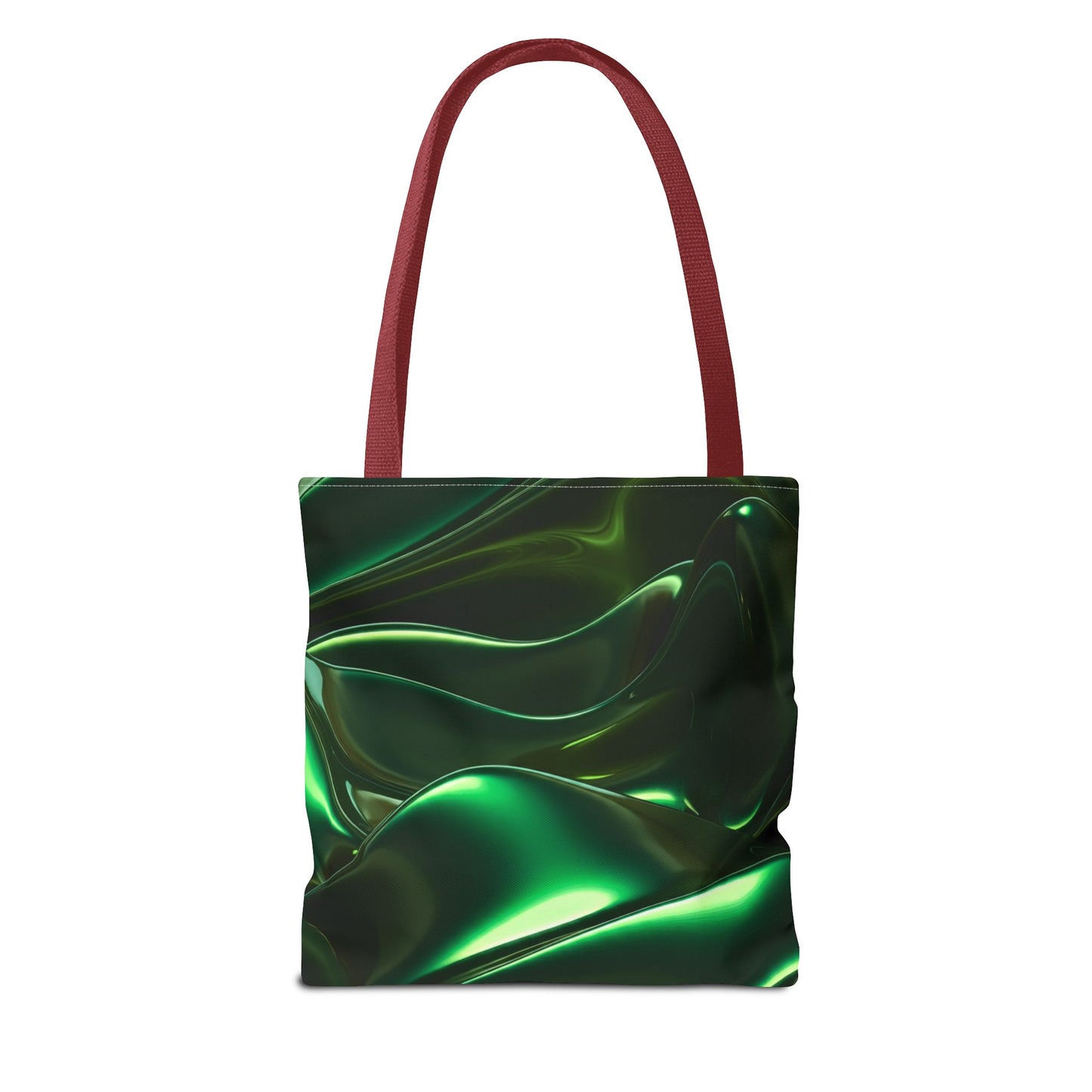 Futuristic Green Tote Bag - Abstract Metallic Wave Art Tote - Glossy Cyber Aesthetic Bag, Techwear Vibes, Edgy Gamer Gift, Trendy Street Style