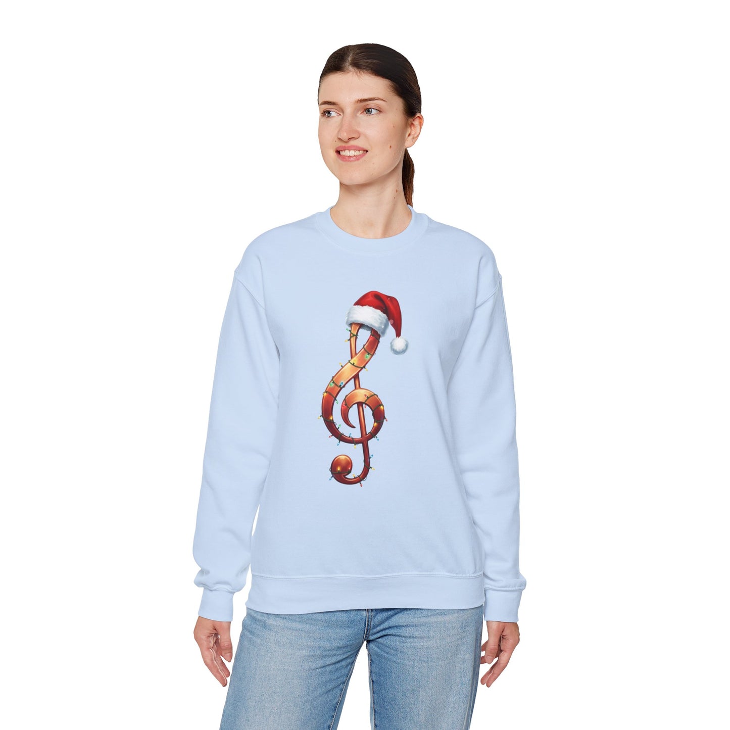 Christmas treble clef sweatshirt, music note Santa hat shirt, Christmas lights music lover sweater, musician holiday crewneck, Xmas gift