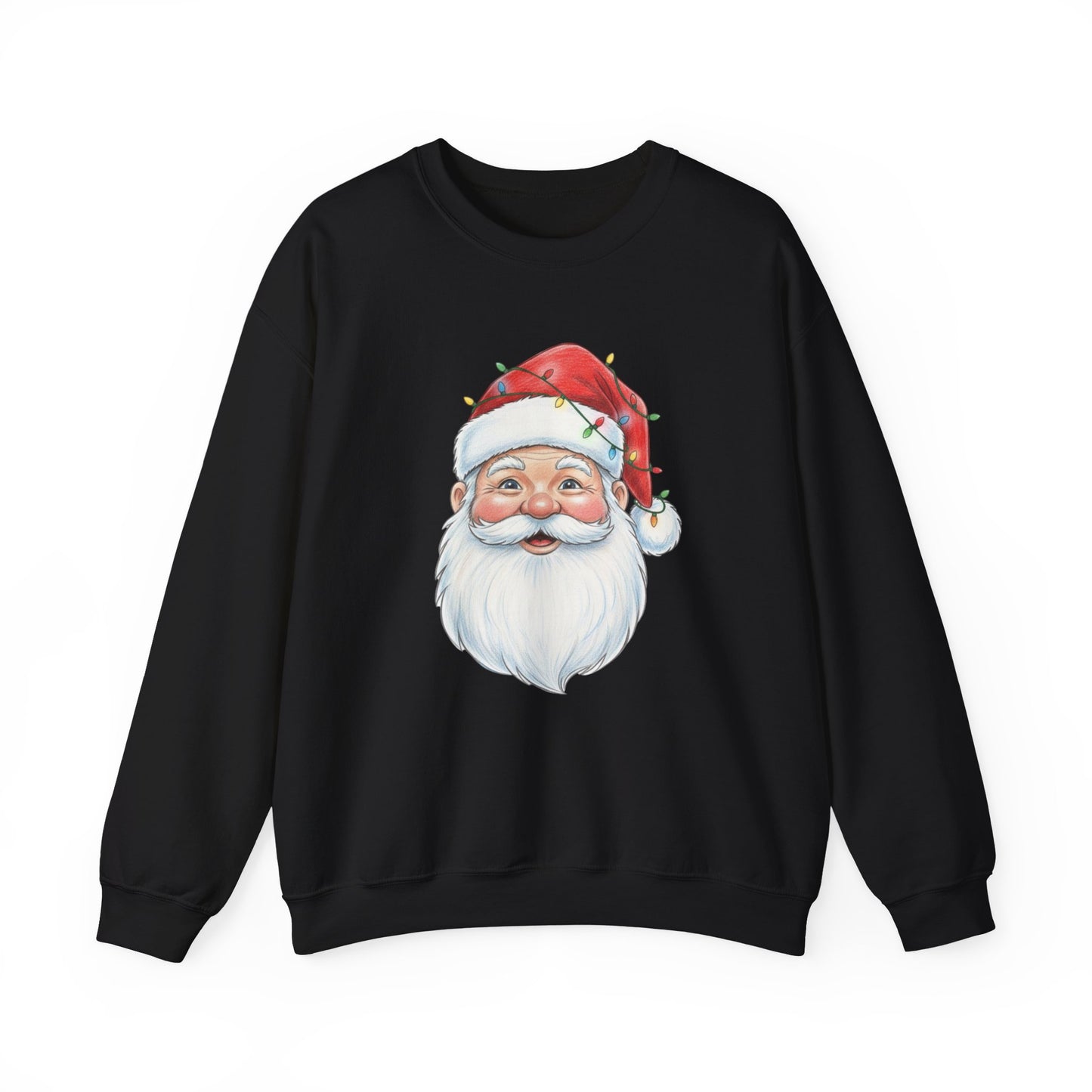 Santa Claus Christmas Sweatshirt, Vintage Santa Crewneck, Holiday Santa Face Sweater, Cute Christmas Lights Santa Shirt, Funny Xmas Sweatshirt