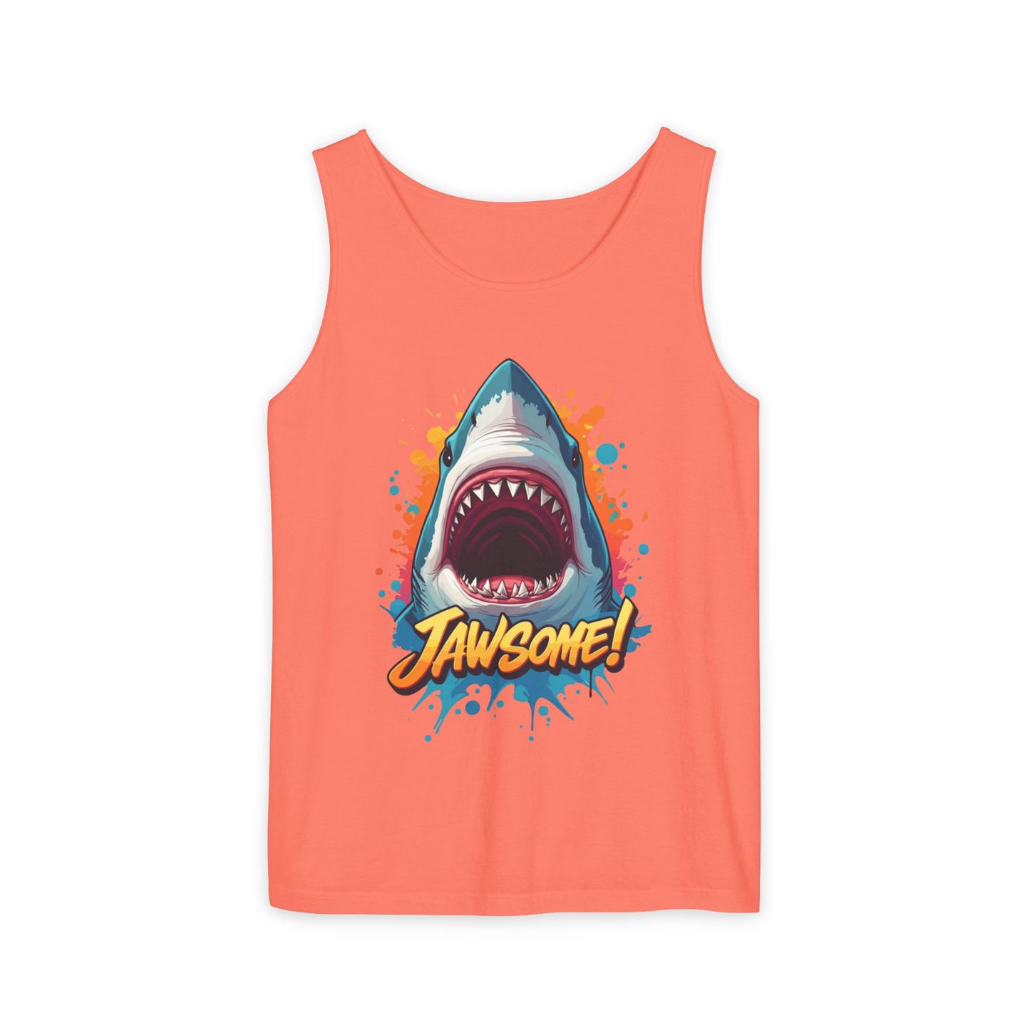 Jawsome Shark Graphic Tank Top | Funny Retro 90s-Style Shark Tee for Men and Women | Bold Ocean Print, Humor Gift, Summer Trending