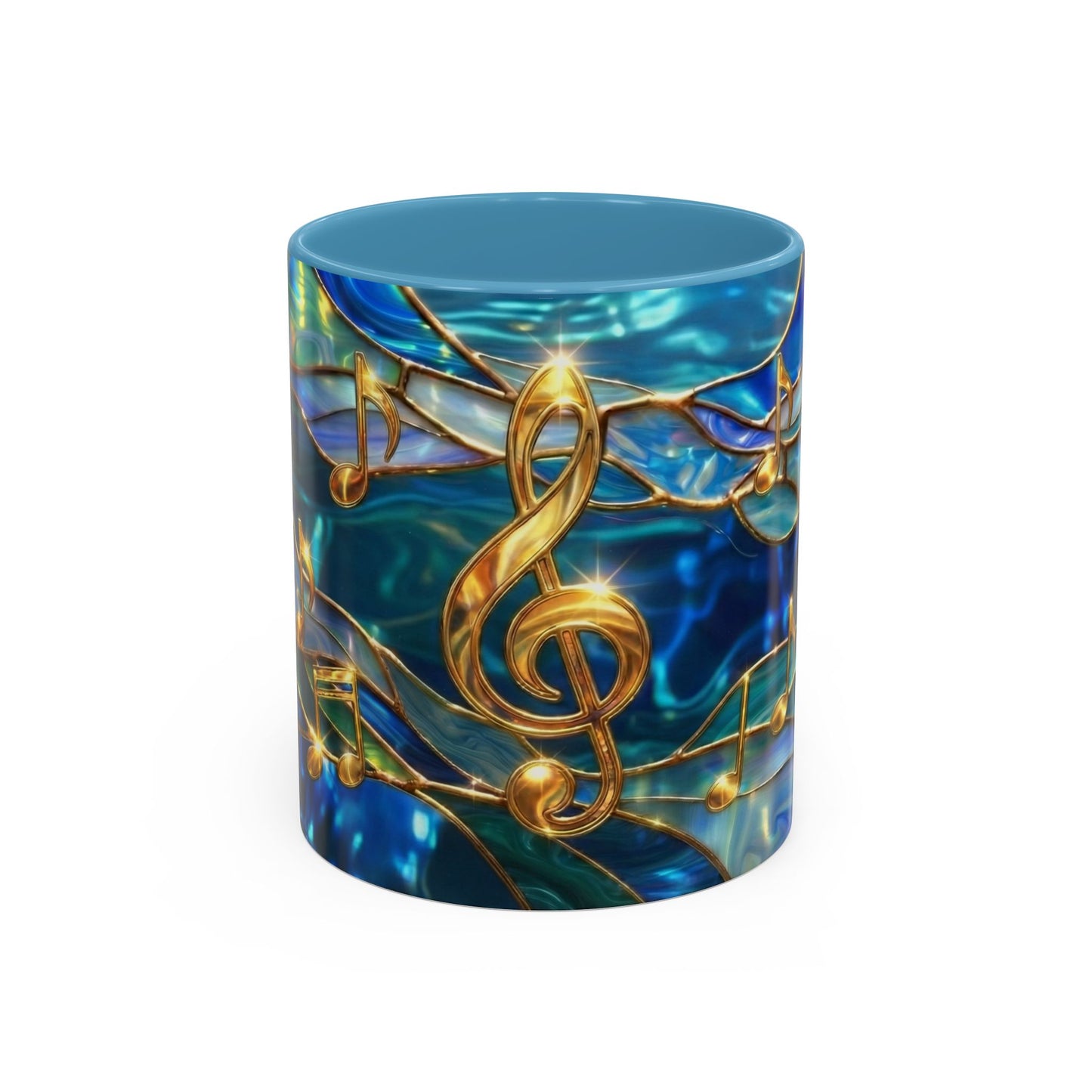 Music Notes Mug, Stained Glass Music Coffee Mug, Musical Gift Mug, Music Lover Cup, Music Teacher Gift, Artistic Coffee Mug