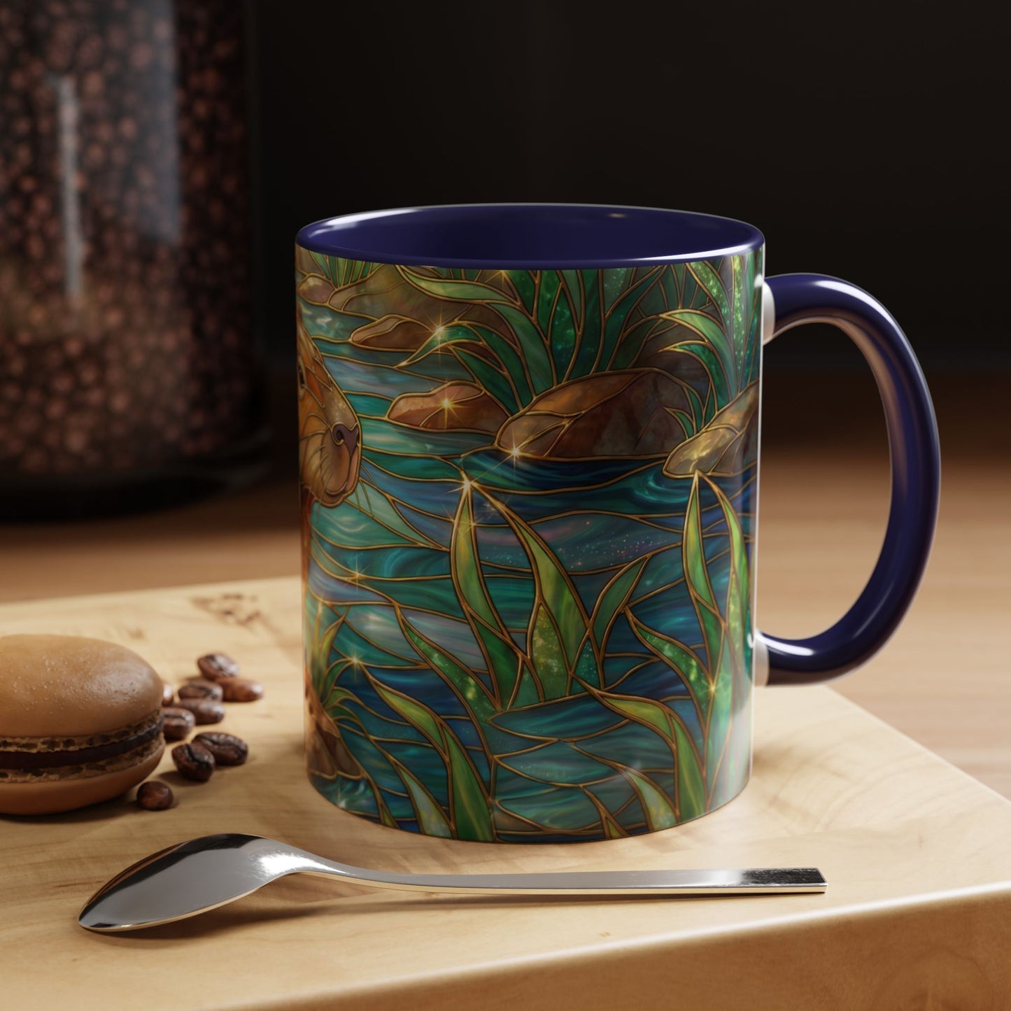 Capybara Coffee Mug, Stained Glass Capybara Mug, Cute Animal Art Mug, Nature Lover Gift, Unique Ceramic Coffee Cup, 11oz 15oz Wildlife Mug
