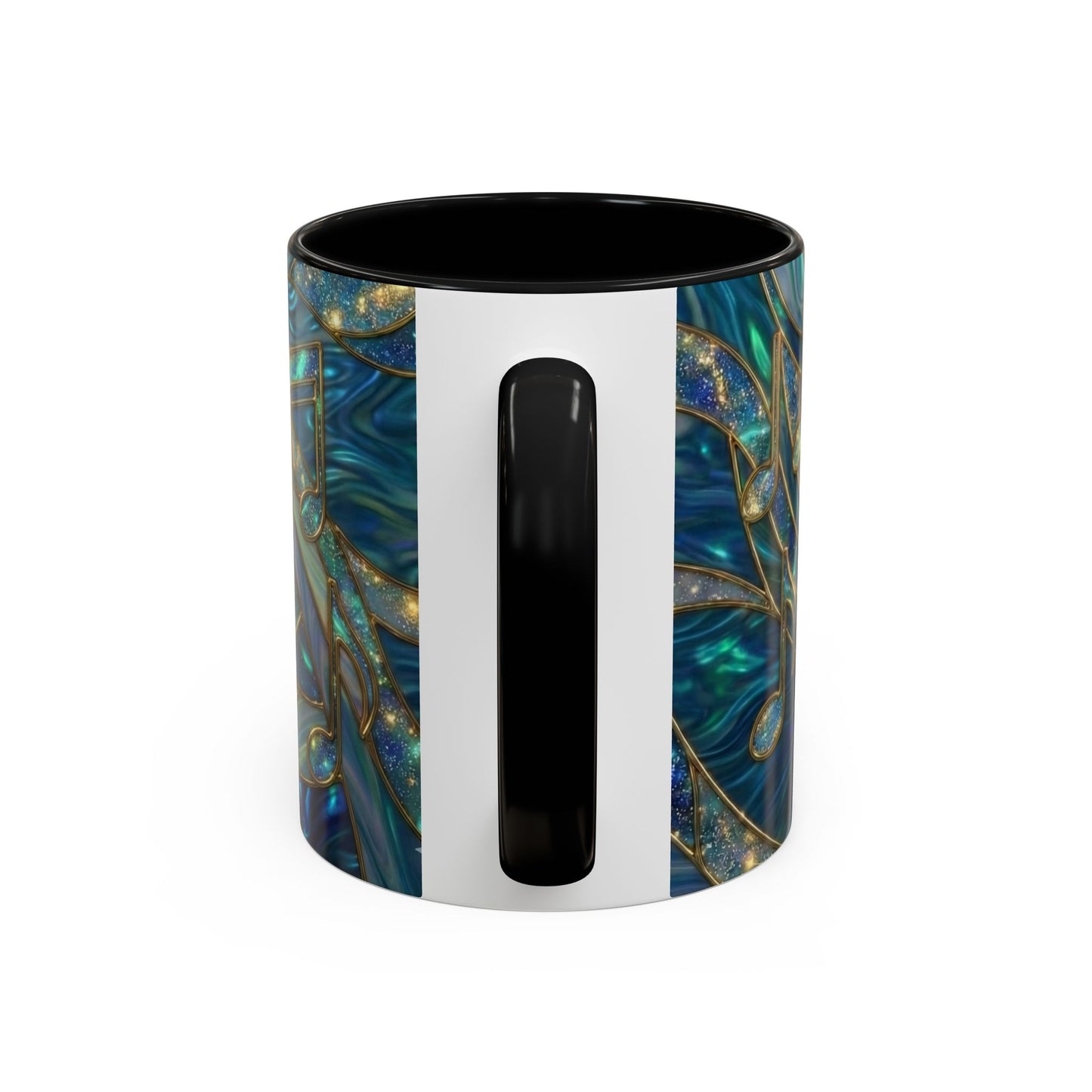 Music Notes Mug, Music Lover Coffee Cup, Stained Glass Music Mug, Musician Gift, Piano Teacher Mug, Aesthetic Music Cup