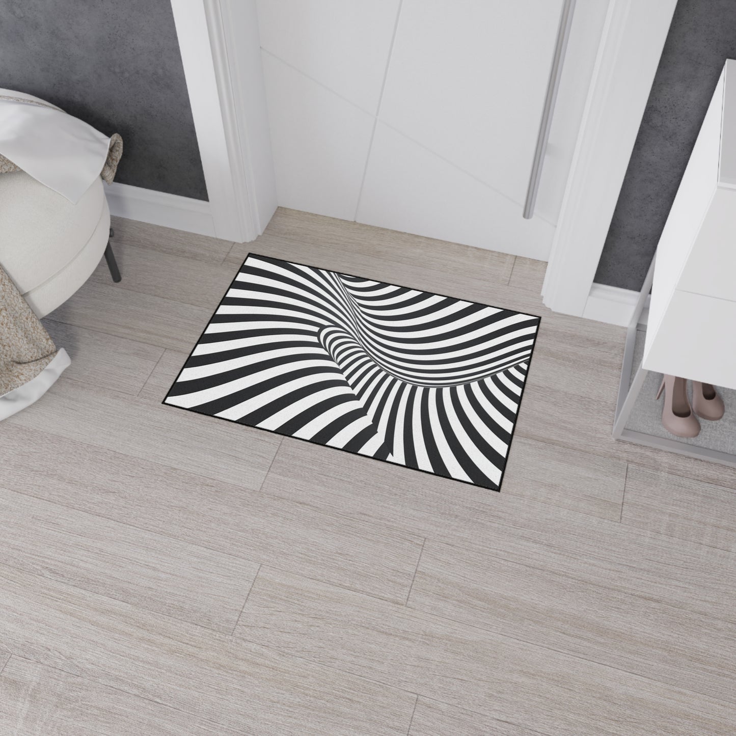 Floor Mat, Black and White Striped Rug, Non-Slip Kitchen Mat, Cute Welcome Mat, Home Decor Accent