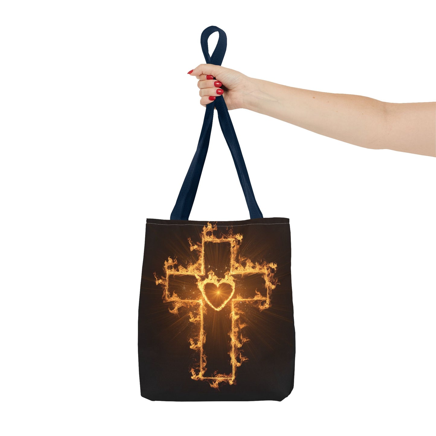 Stylish Flame Cross Tote Bag - Faith-Inspired Fashion