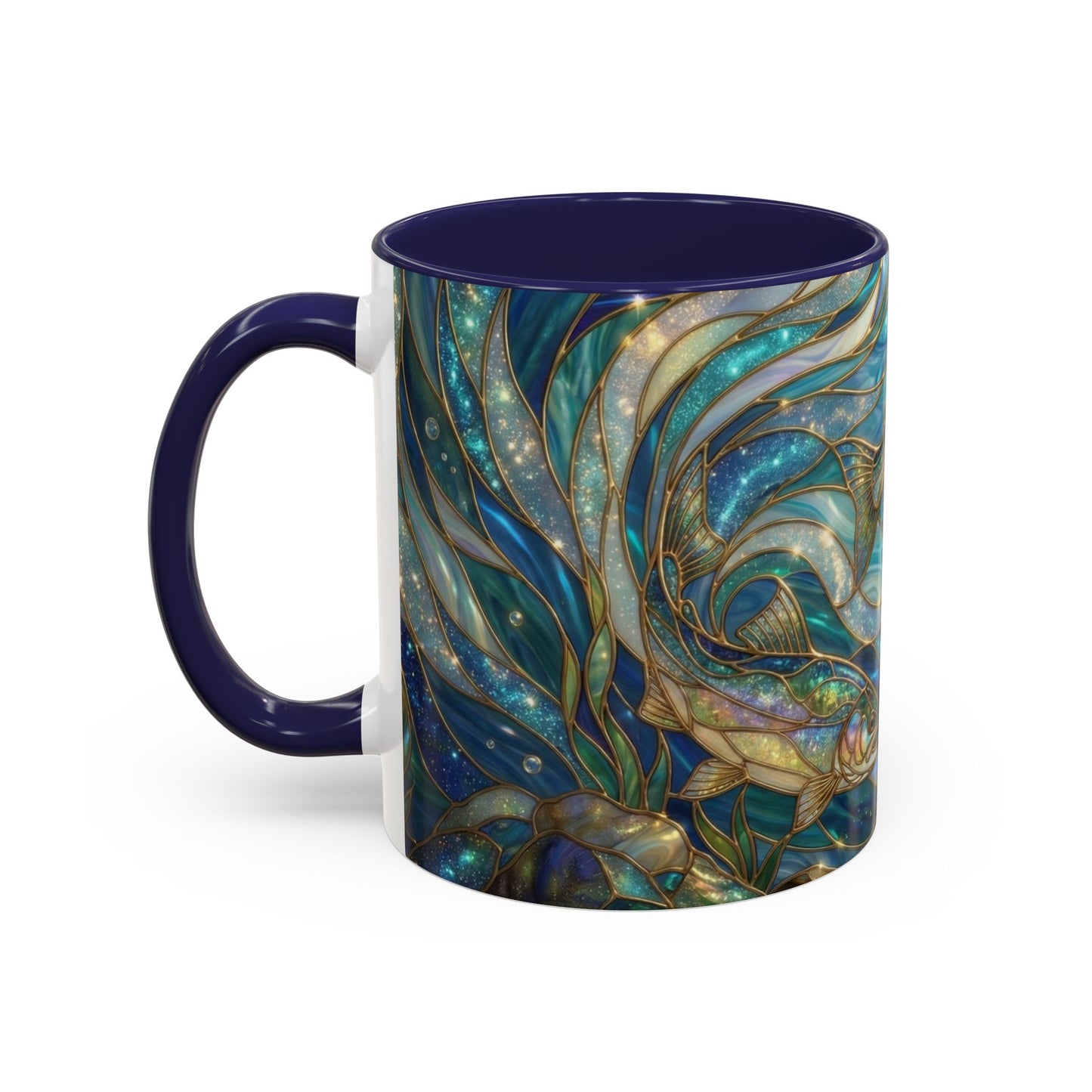 Stained Glass Fish Mug, Fishing Coffee Mug, Trout Art Mug, Fisherman Gift Cup, Wildlife Nature Mug, Angler Gift Mug