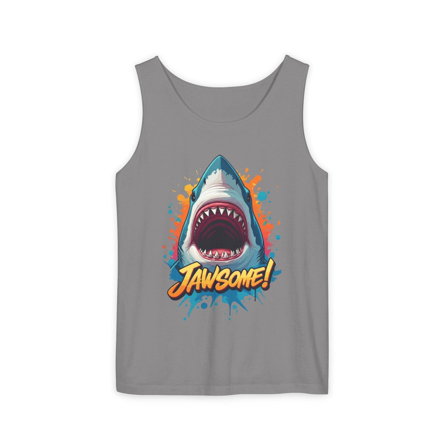 Jawsome Shark Graphic Tank Top | Funny Retro 90s-Style Shark Tee for Men and Women | Bold Ocean Print, Humor Gift, Summer Trending
