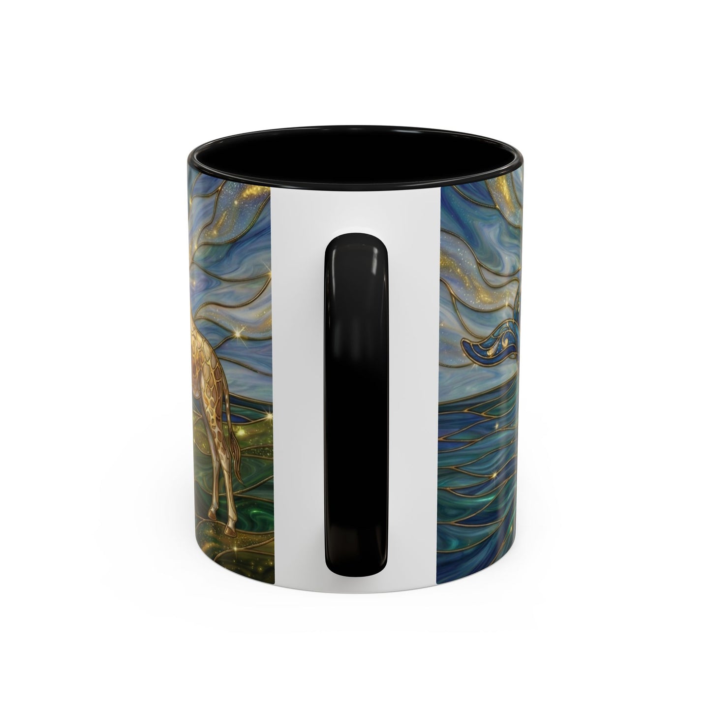 Whimsical Whale & Giraffe Accent Coffee Mug — Artistic Ocean-Sky Illustration (11/15oz)