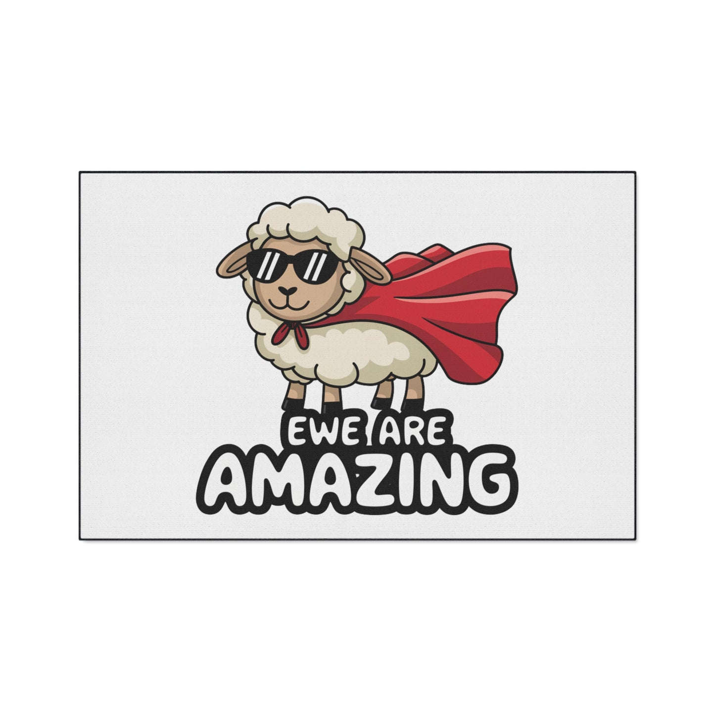Funny Sheep Welcome Mat - “Ewe Are Amazing” Rug | Cute Farmhouse Door Mat | Superhero Animal Pun Rug | Funny Gift for Animal Lovers