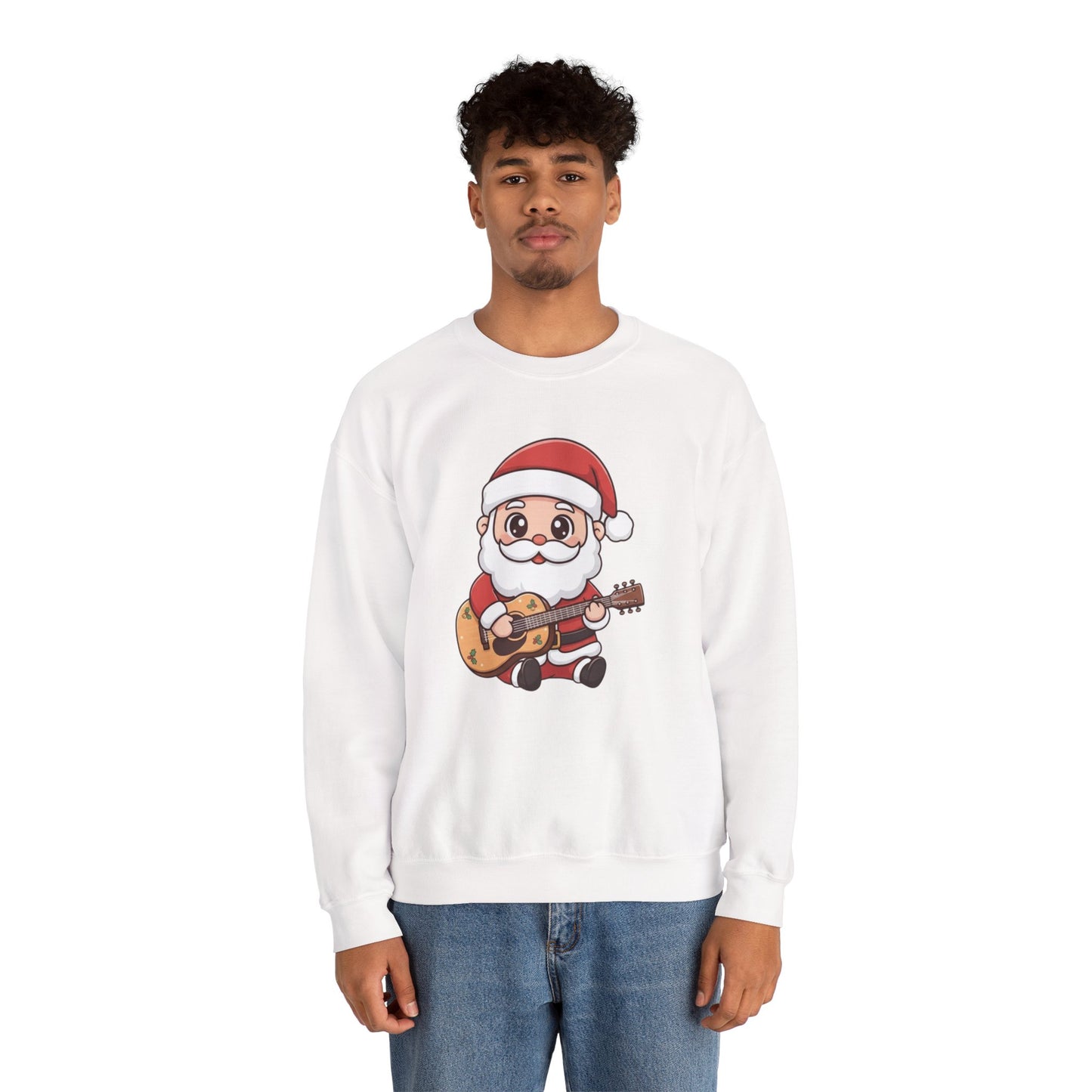 Cute Santa Guitar Sweatshirt | Christmas Music Lover Sweater | Holiday Crewneck | Funny Santa Musician Shirt | Cozy Xmas Gift for Him or Her