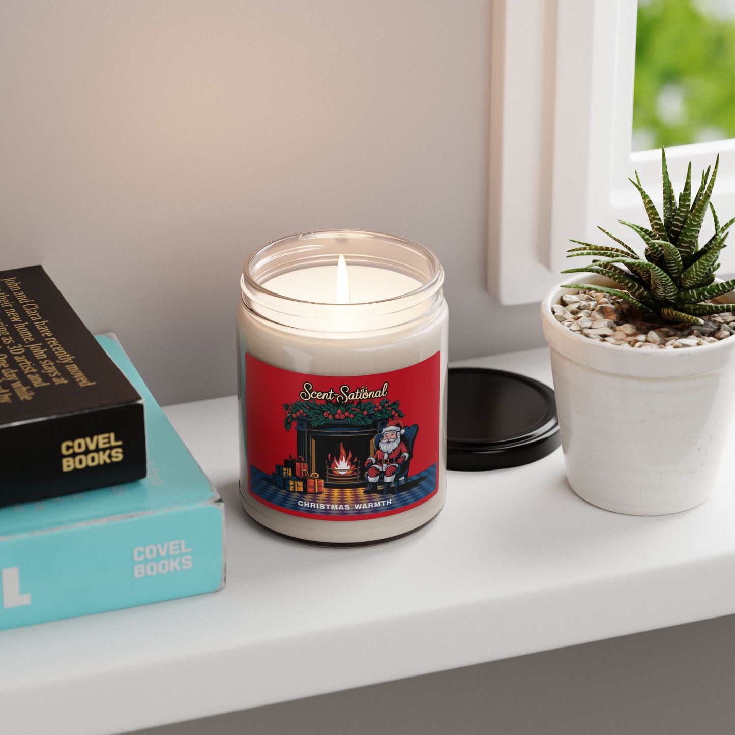 Christmas Warmth Scented Candle, Cozy Holiday Soy Candle, Reusable Glass Jar, Festive Home Fragrance Gift For Winter And Christmas Decor