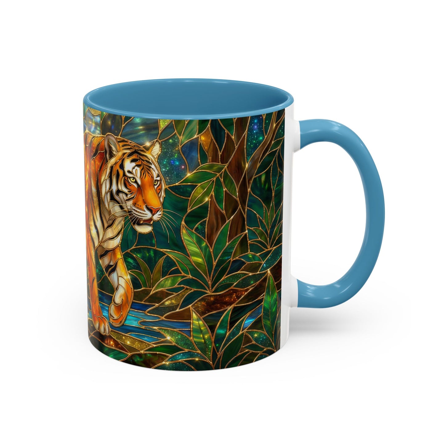 Stained Glass Tiger Mug, Tiger Coffee Cup, Wildlife Art Mug, Jungle Tiger Gift, Animal Lover Mug, Nature Inspired Coffee Cup
