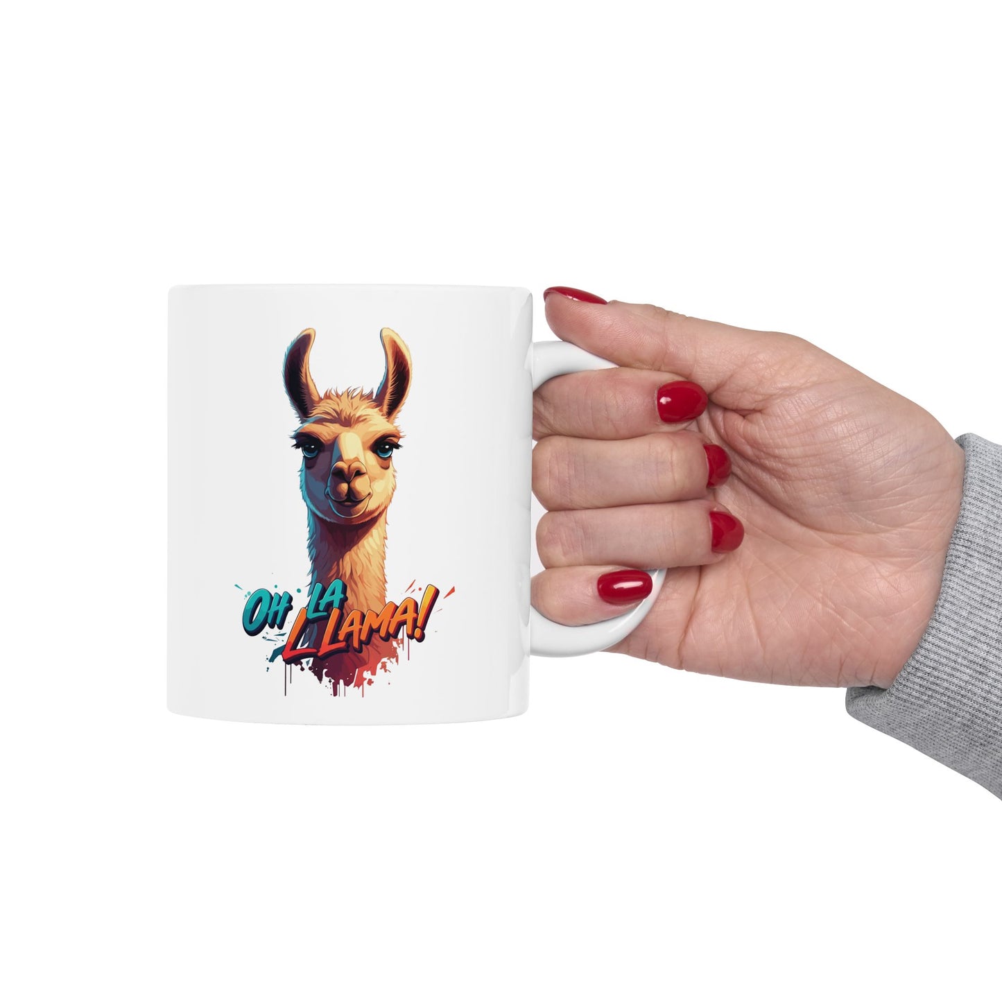 Oh La Llama Mug – Cute Llama Coffee Cup 11 oz & 15 oz Ceramic | Funny Animal Gift For Llama Lover Kitchen Decor