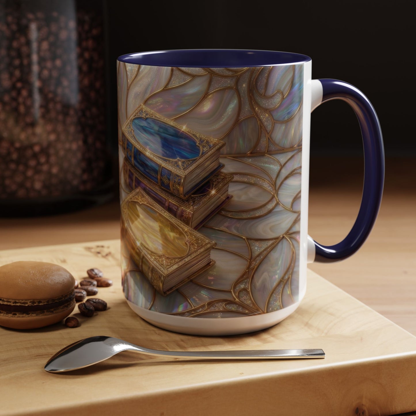 Stained Glass Book Mug, Fantasy Book Lover Coffee Cup, Magical Library Mug, Bookish Gift For Readers, Dark Academia Mug