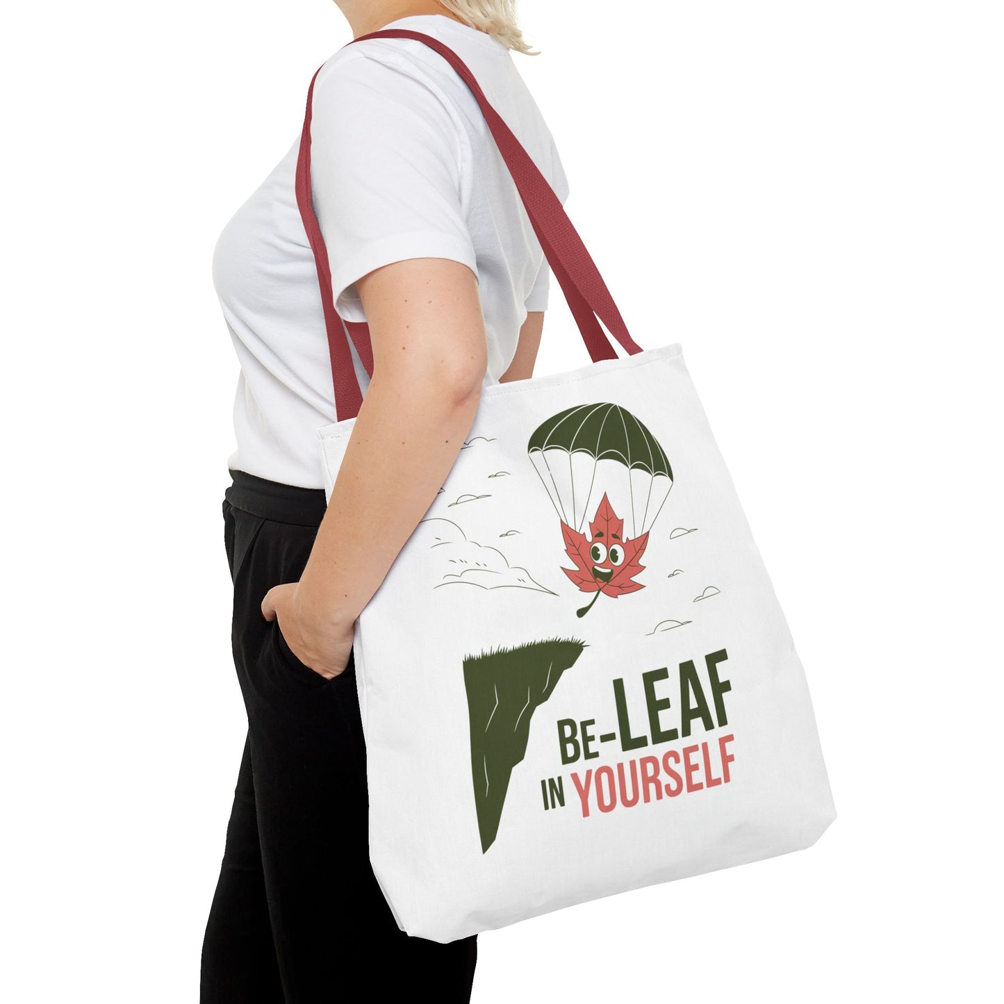 Tote Bag - Be-Leaf In Yourself Pun Design