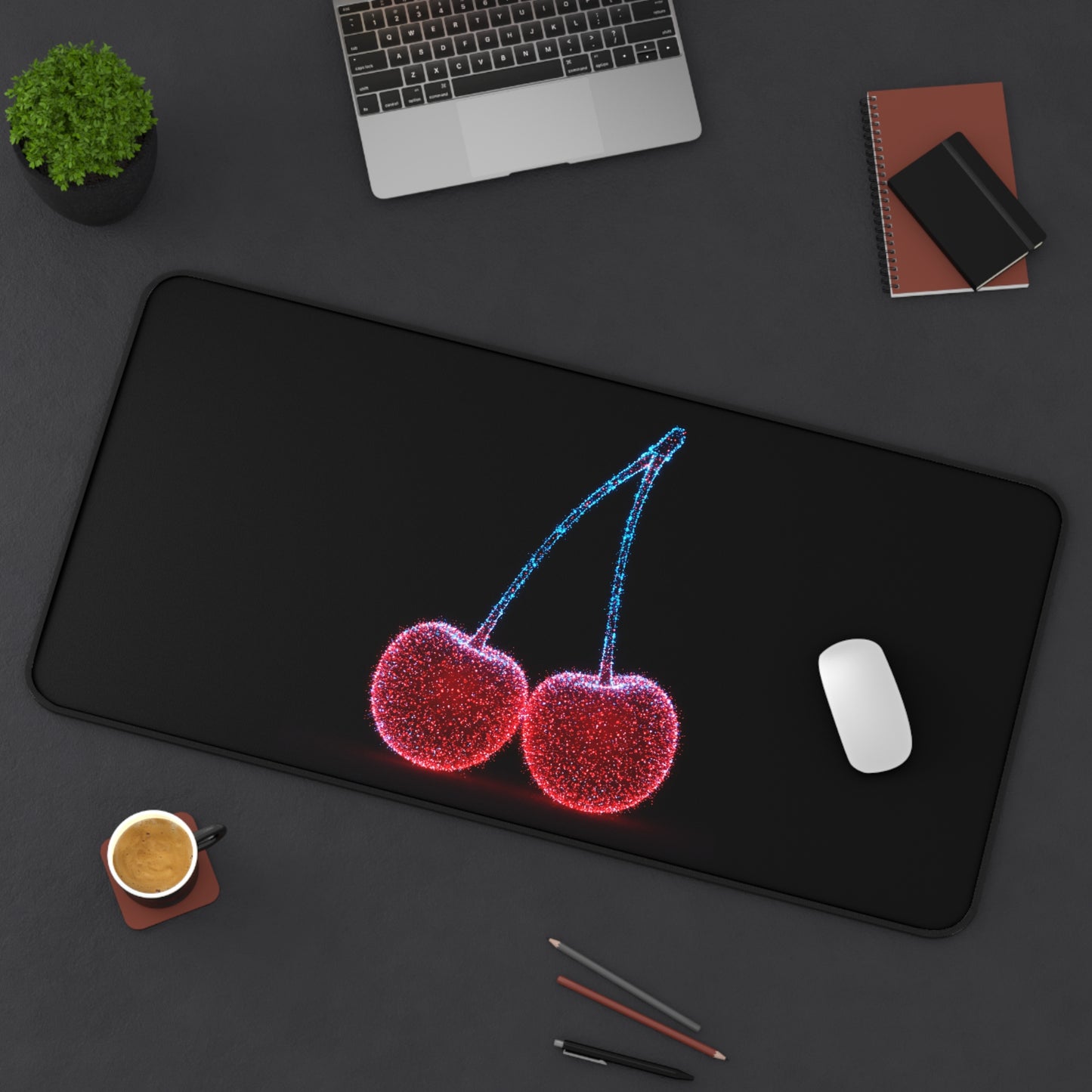 Desk Mat Sparkling Cherries Mouse Pad for Vibrant Workspaces Cherry Decor Cherry Mouse Pad