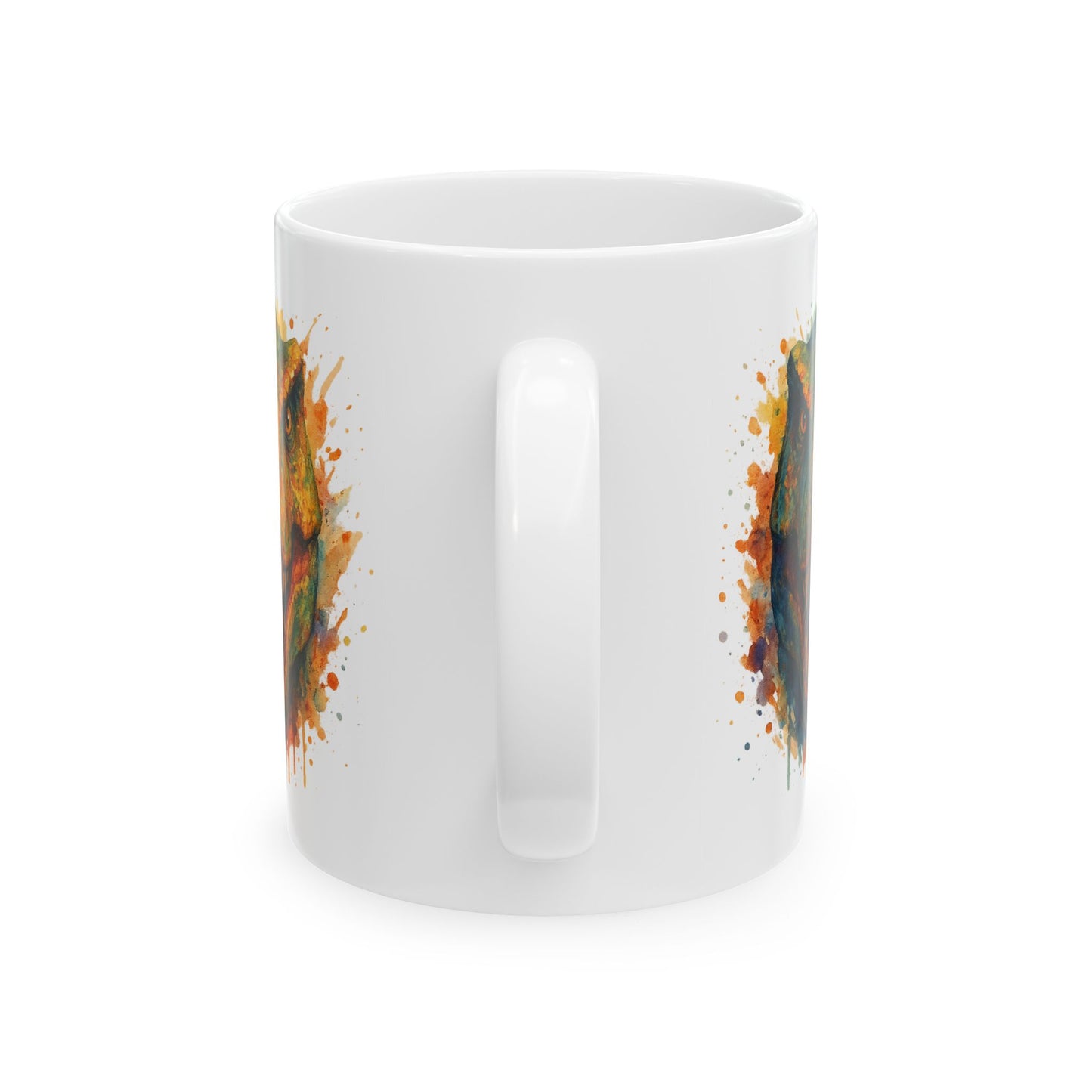 Watercolor T-Rex Mug - Ceramic Dinosaur Coffee Cup, 11oz and 15oz Tea Rex Art, Dinosaur Lover Gift, Paleontology Office Decor