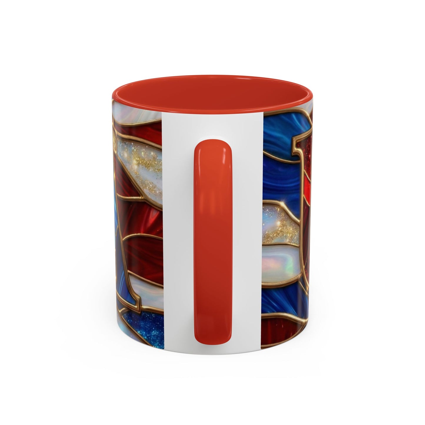 USA Patriotic Coffee Mug, Stained Glass USA Mug, Red White Blue Ceramic Mug, American Flag Style Mug, 11oz 15oz Mug