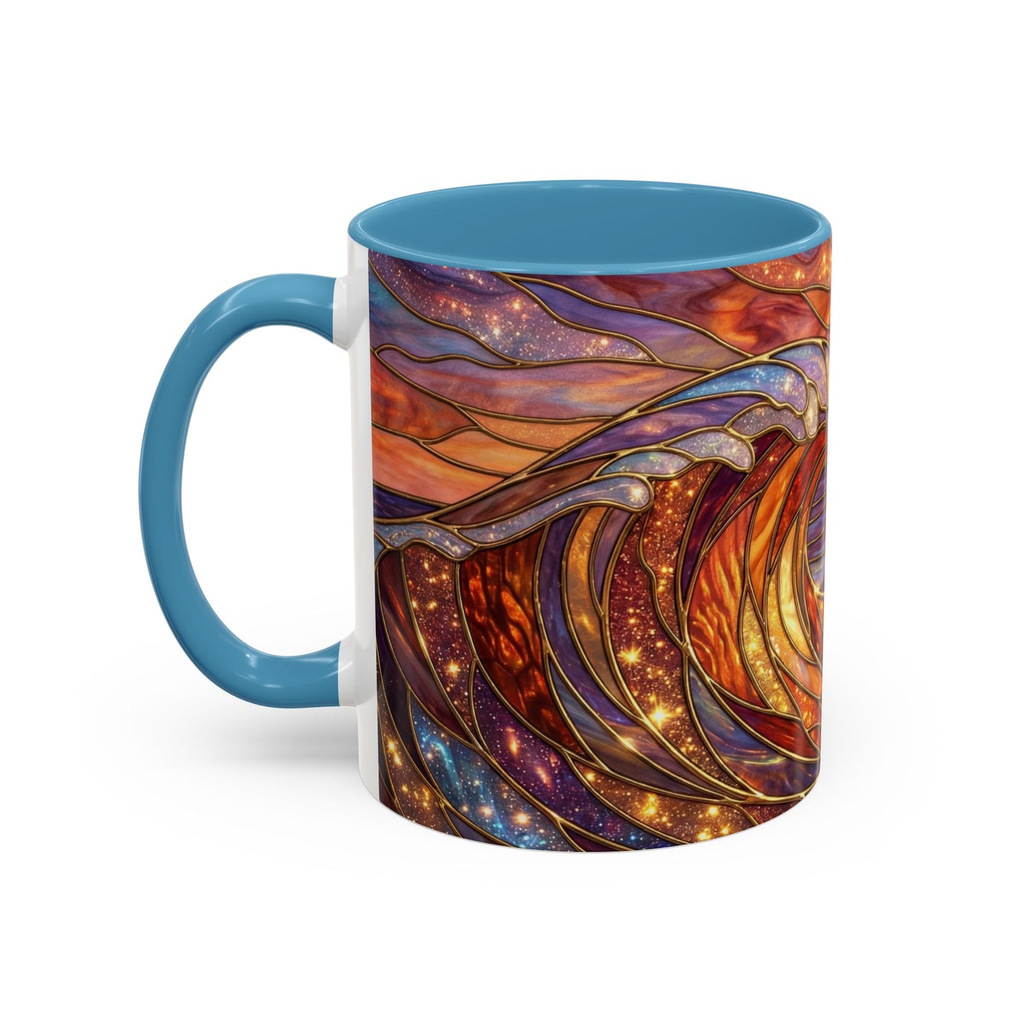 Stained Glass Wave Mug, Ocean Sunset Coffee Cup, Vibrant Beach Art, Sea Lover Gift, Mosaic Tea Cup, Summer Kitchen Decor, Nature Drinkware