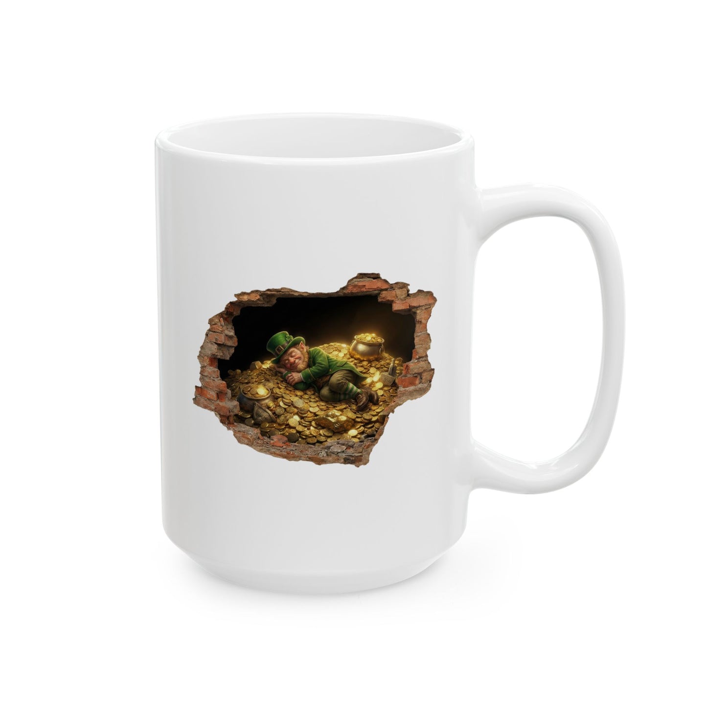 Leprechaun Coffee Mug, St Patricks Day Mug, Irish Gold Mug, Cute Leprechaun Art Cup, St Paddy Gift, Funny Irish Coffee Mug