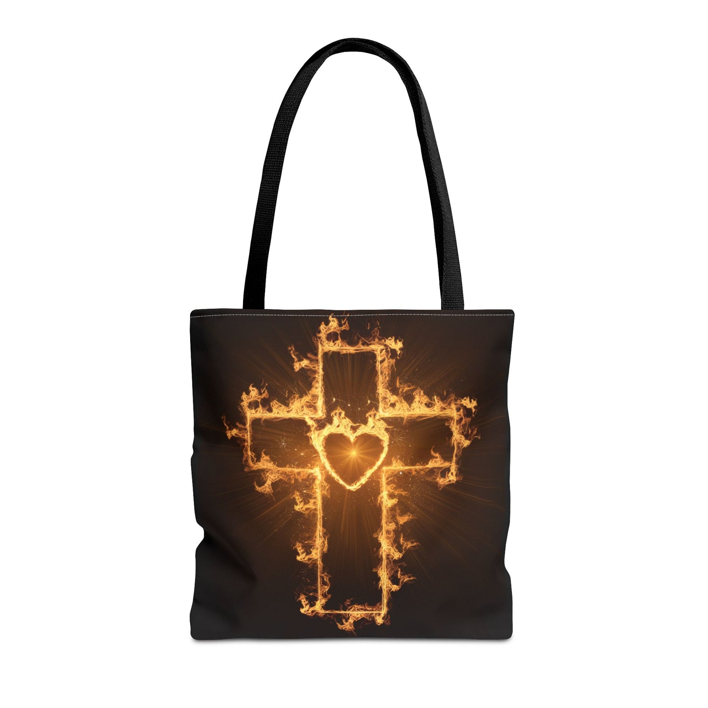 Stylish Flame Cross Tote Bag - Faith-Inspired Fashion