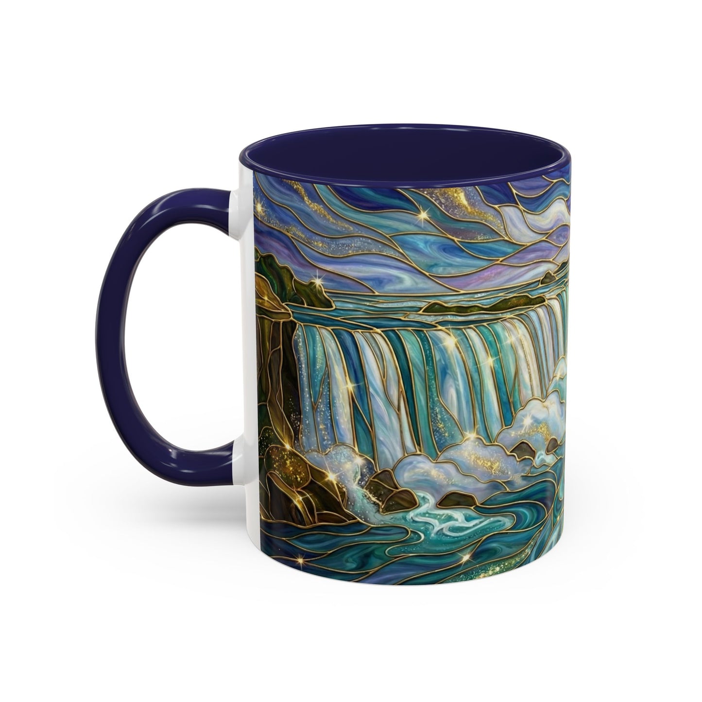 Faux Stained Glass Niagara Falls Mug, Waterfall Coffee Cup, Canada Souvenir Gift, Upstate New York Travel Memento, Nature Lover Tea Cup