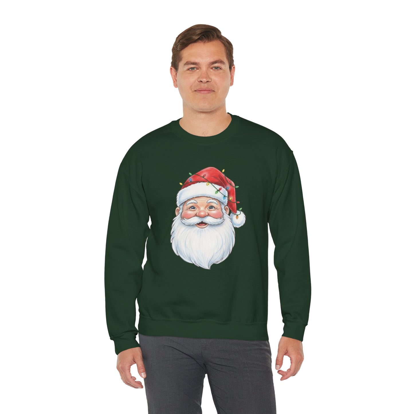 Santa Claus Christmas Sweatshirt, Vintage Santa Crewneck, Holiday Santa Face Sweater, Cute Christmas Lights Santa Shirt, Funny Xmas Sweatshirt