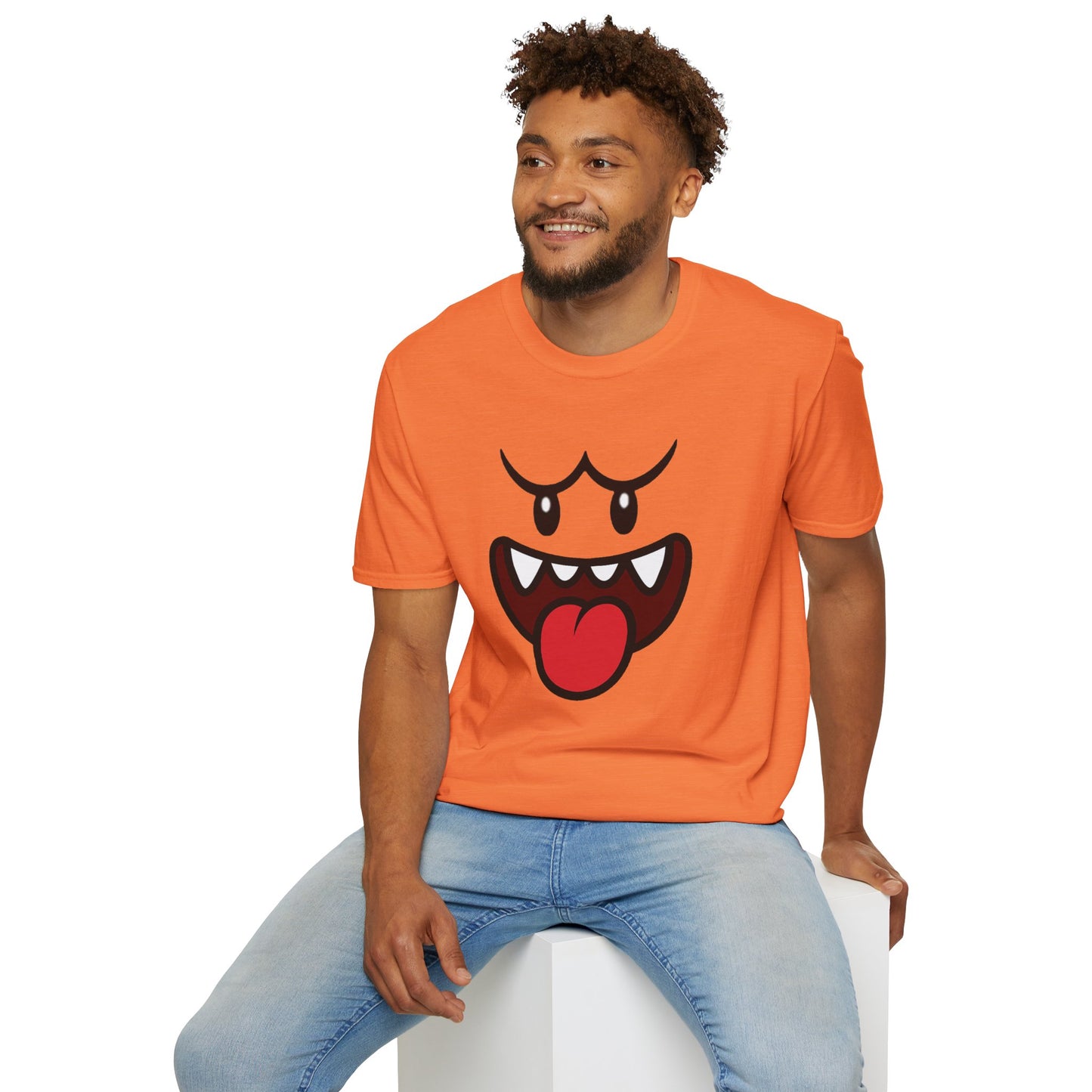 Ghost Face Graphic T-Shirt – Funny Spooky Cute Retro Halloween Tee, Y2K Nostalgia Bold Design, Soft Cotton, Fall Gift Shirt