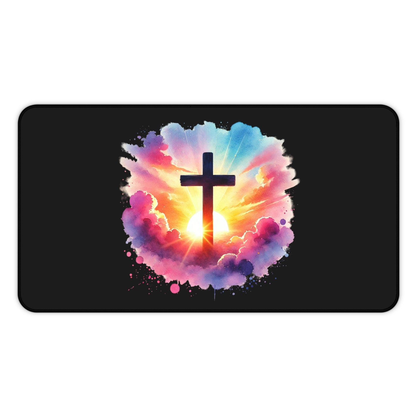 Inspirational Watercolor Christian Desk Mat, Easter Mouse Pad, Faith Decor, Religious Desk Mat, Cross Mouse Pad Desk Mat