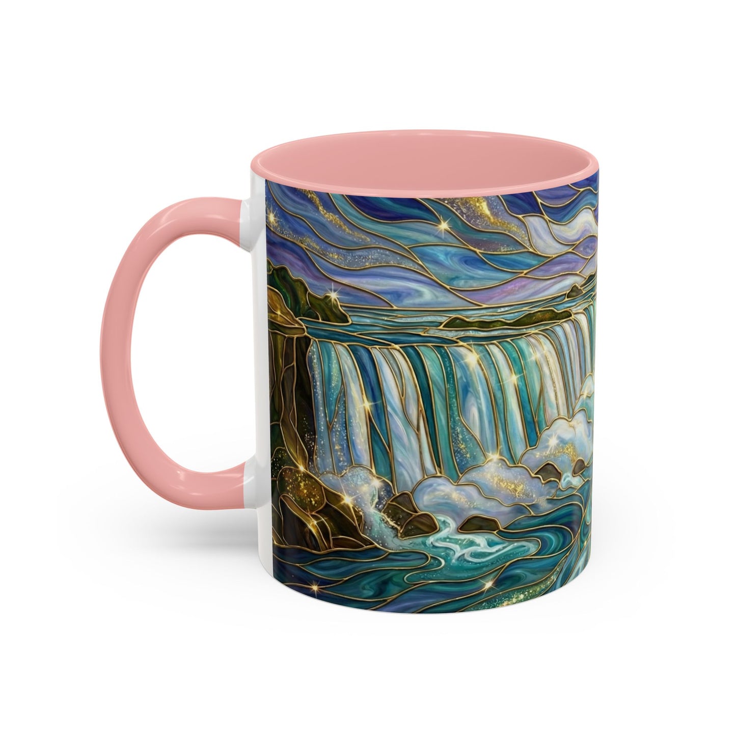 Faux Stained Glass Niagara Falls Mug, Waterfall Coffee Cup, Canada Souvenir Gift, Upstate New York Travel Memento, Nature Lover Tea Cup