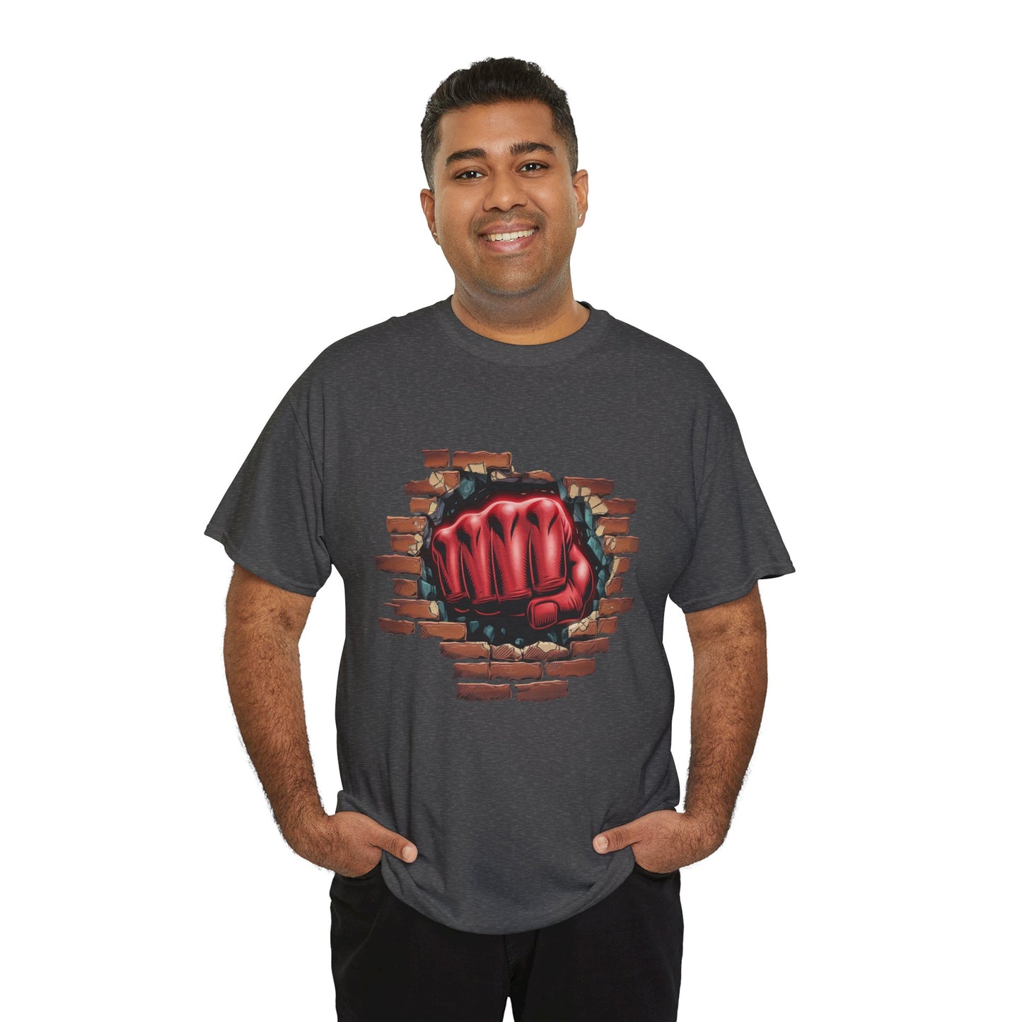 Impact Fist Graphic T-Shirt – Punch Through Brick Wall Design | Bold Streetwear Tee for Fighters, Gym & Edge-Lovers
