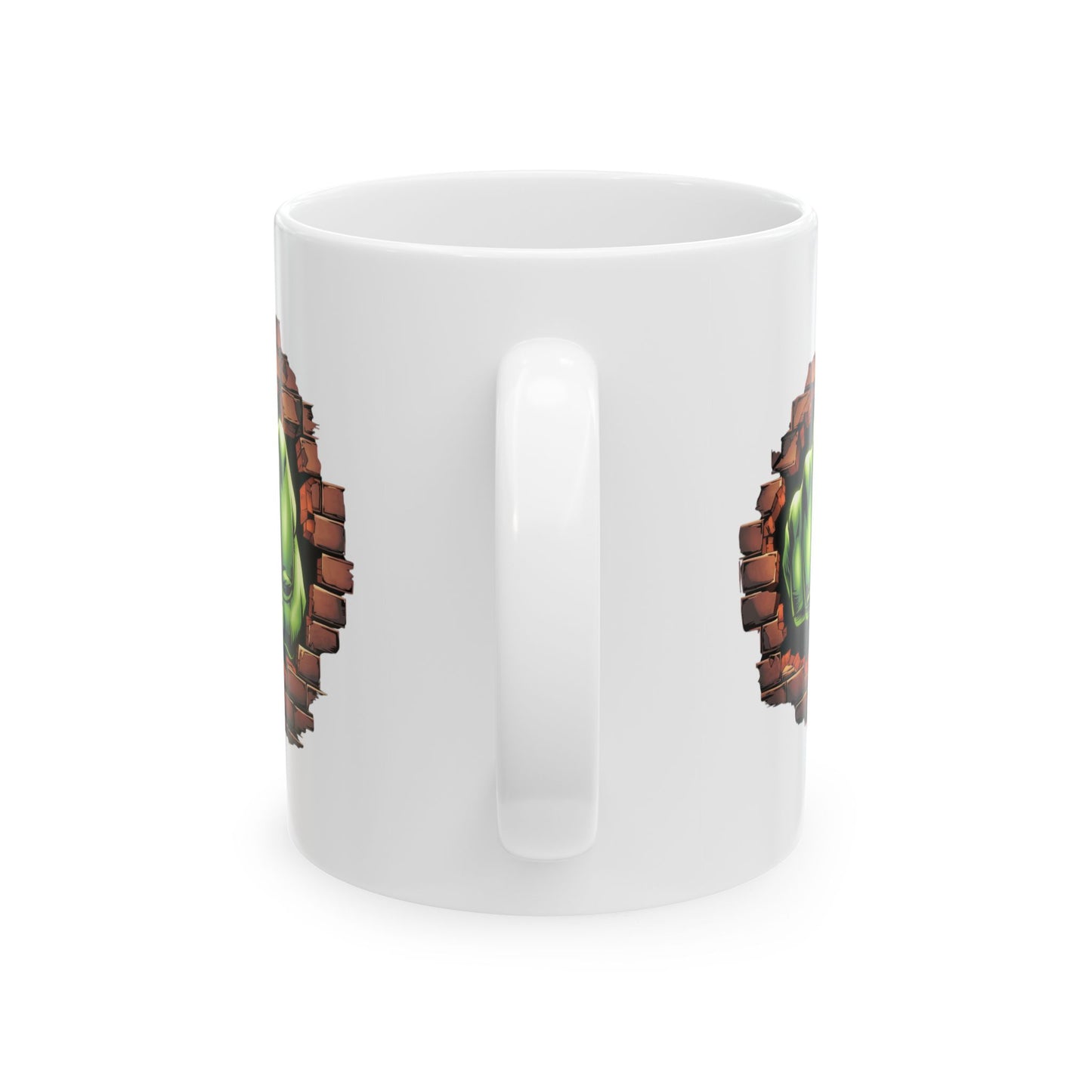 Smash Fist Mug – Green Fist Punching Through Wall Coffee Cup, Superhero Inspired Design, Dishwasher Safe, Funny Gift for Fans & Coffee Lovers