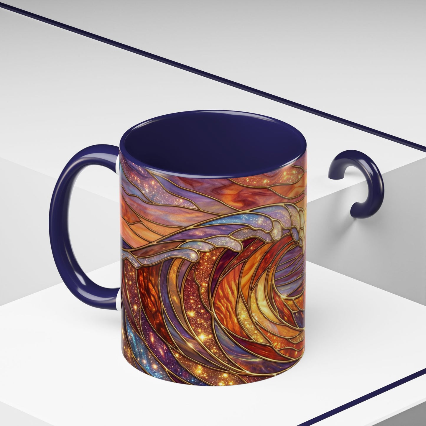 Stained Glass Wave Mug, Ocean Sunset Coffee Cup, Vibrant Beach Art, Sea Lover Gift, Mosaic Tea Cup, Summer Kitchen Decor, Nature Drinkware