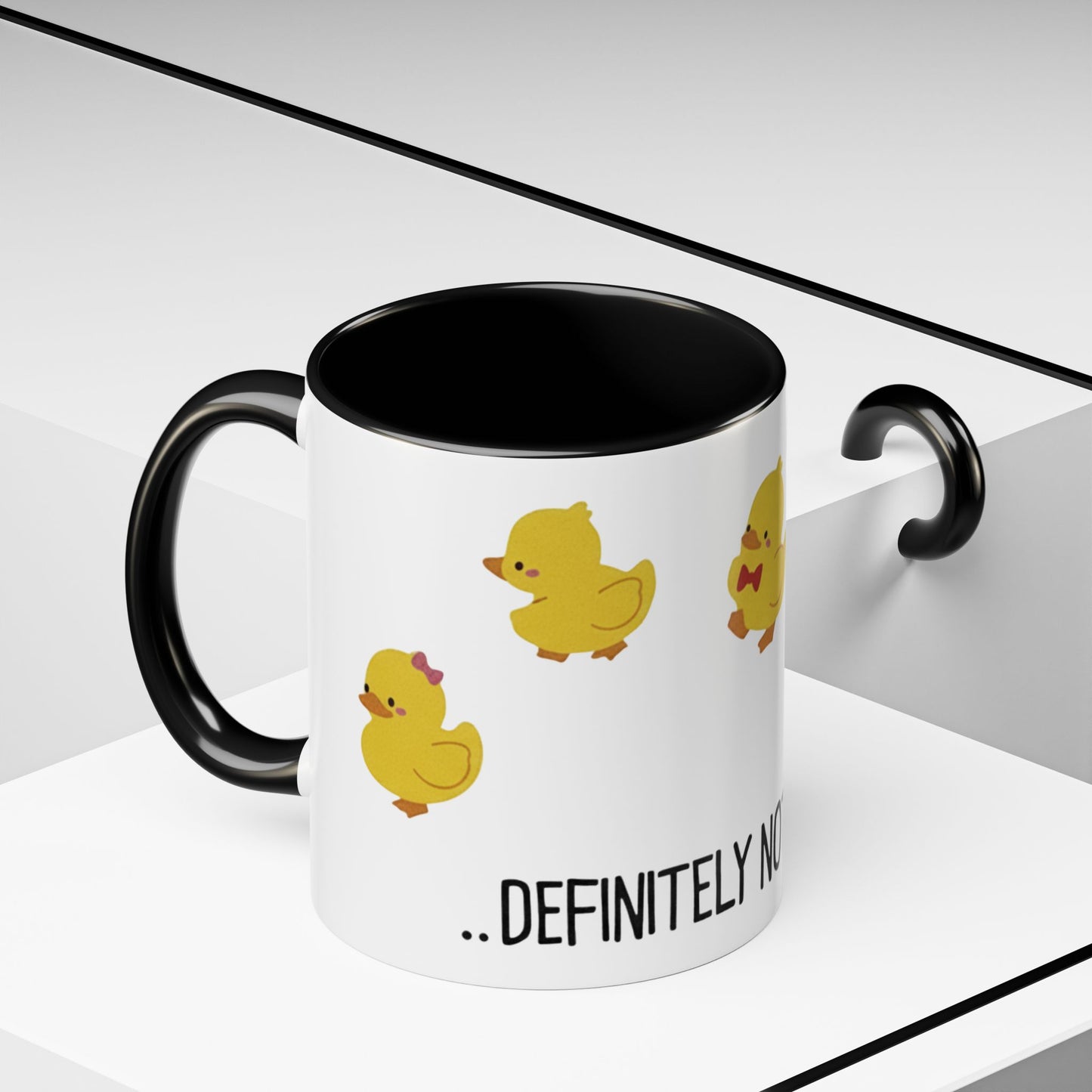 Funny Duck Mug, Cute Chick Coffee Cup, “Definitely Not In A Row” Mug, Cute Animal Lover Gift, Humor Tea Cup, Yellow Duck Kitchenware