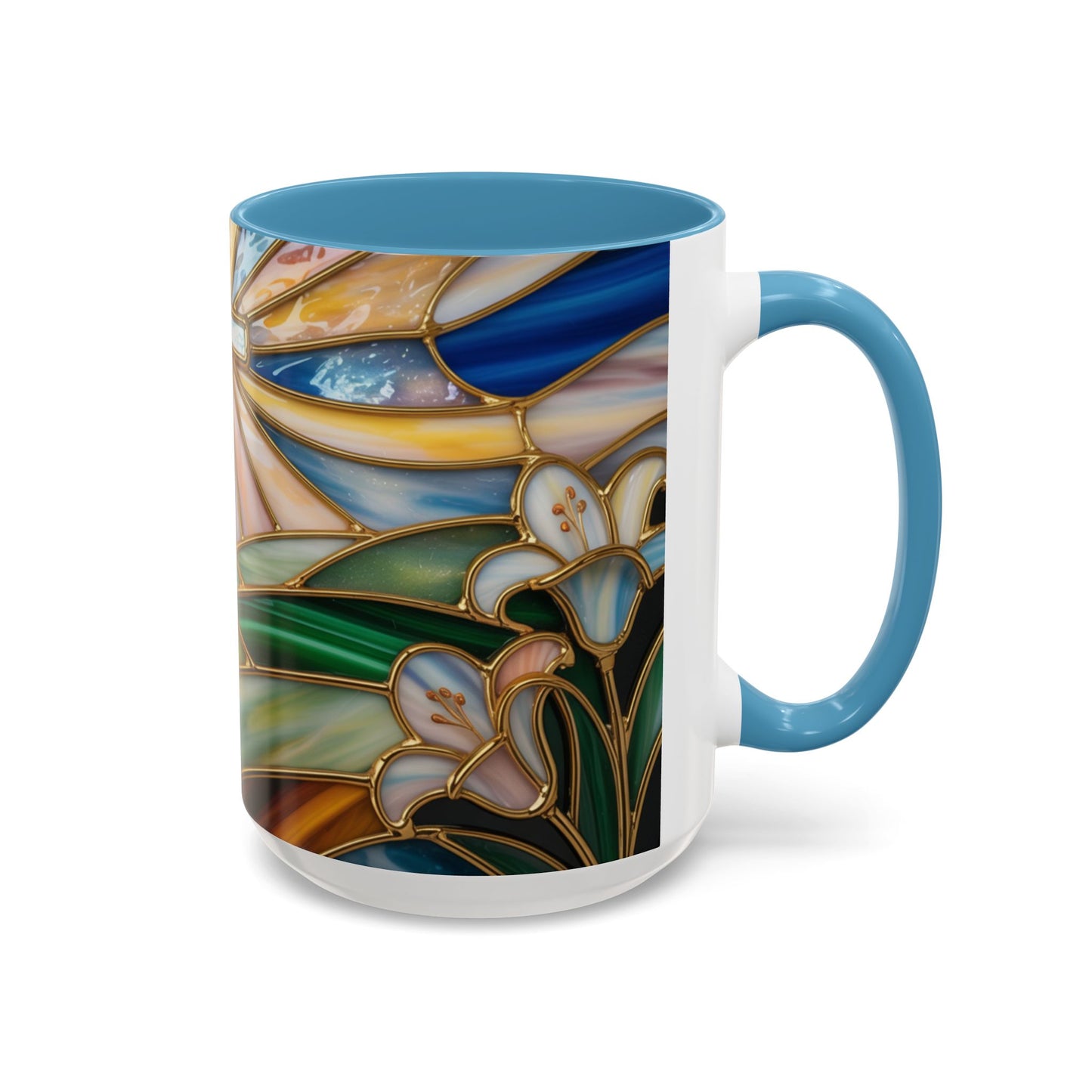 Stained Glass Cross Christian Mug • Inspirational Religious Coffee Cup • Colorful Faith Gift • Bible Verse Style Art • 11oz & 15oz