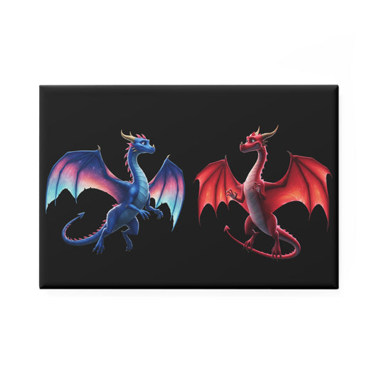 Fantasy Dragon Button Magnet - Blue & Red Cute Mythical Fridge Magnet, Dragon Lover Gift, Kawaii Home Decor, Dragon Decor