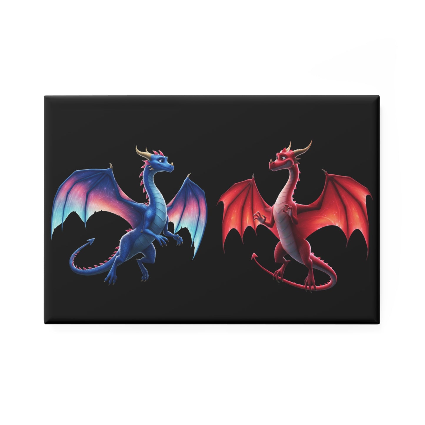 Fantasy Dragon Button Magnet - Blue & Red Cute Mythical Fridge Magnet, Dragon Lover Gift, Kawaii Home Decor, Dragon Decor