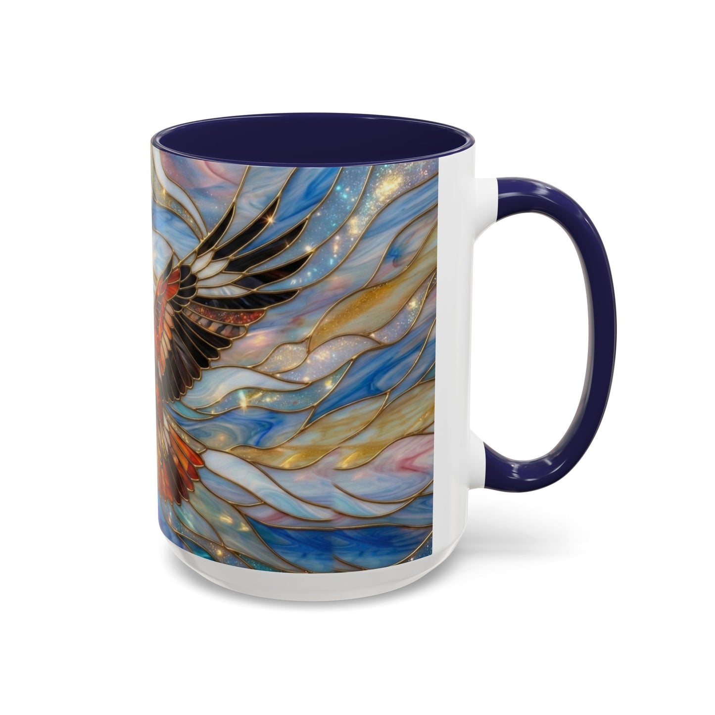 Hawk Coffee Mug, Stained Glass Hawk Mug, Bird of Prey Art Mug, Nature Lover Gift, Unique Ceramic Coffee Cup, 11oz 15oz Wildlife Mug