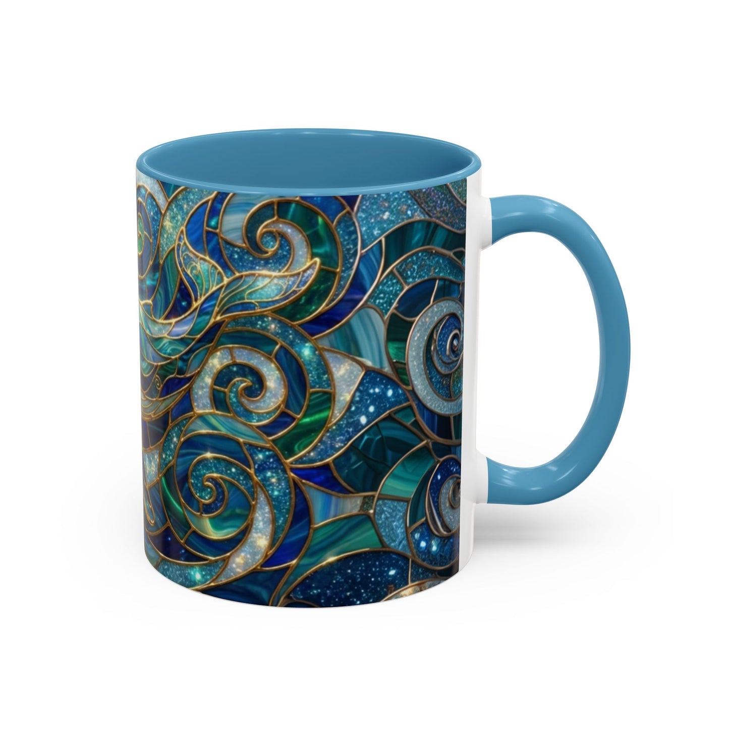 Stained Glass Whale Mug, Ocean Art Coffee Cup, Blue Sea Life Design, Nautical Gift For Ocean Lovers, Colorful Stained Glass Whale Cup