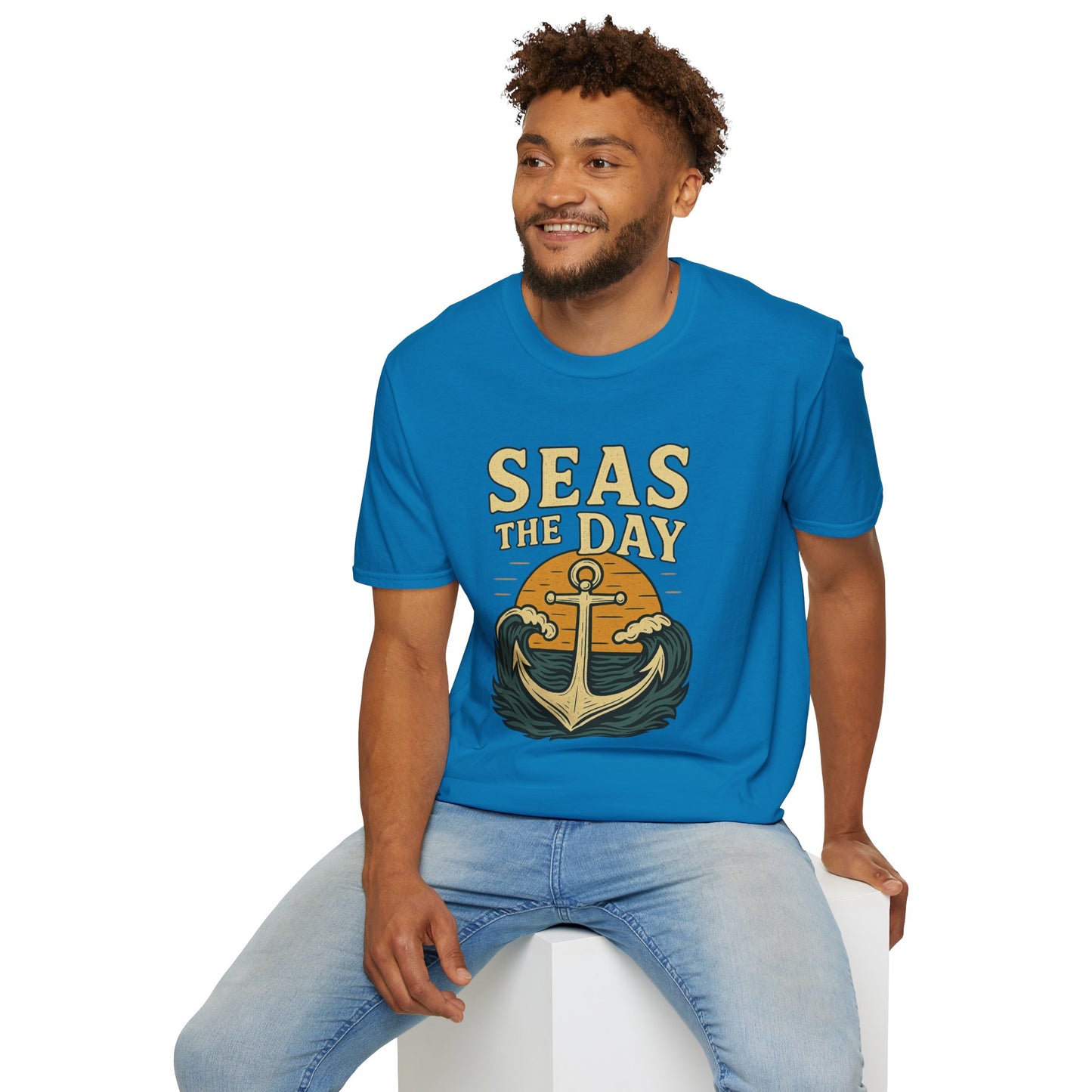 Seas the Day Shirt – Nautical Anchor Ocean Tee | Coastal Beach Graphic T-Shirt | Funny Seaside Pun Gift | Unisex Summer Travel Top