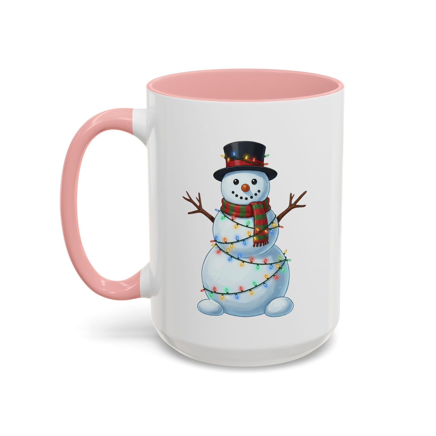 Snowman Christmas Mug, Snowman Wrapped in Lights Mug, Holiday Coffee Cup, Cute Winter Snowman Cup, Christmas Gift Mug, Xmas Cocoa Mug