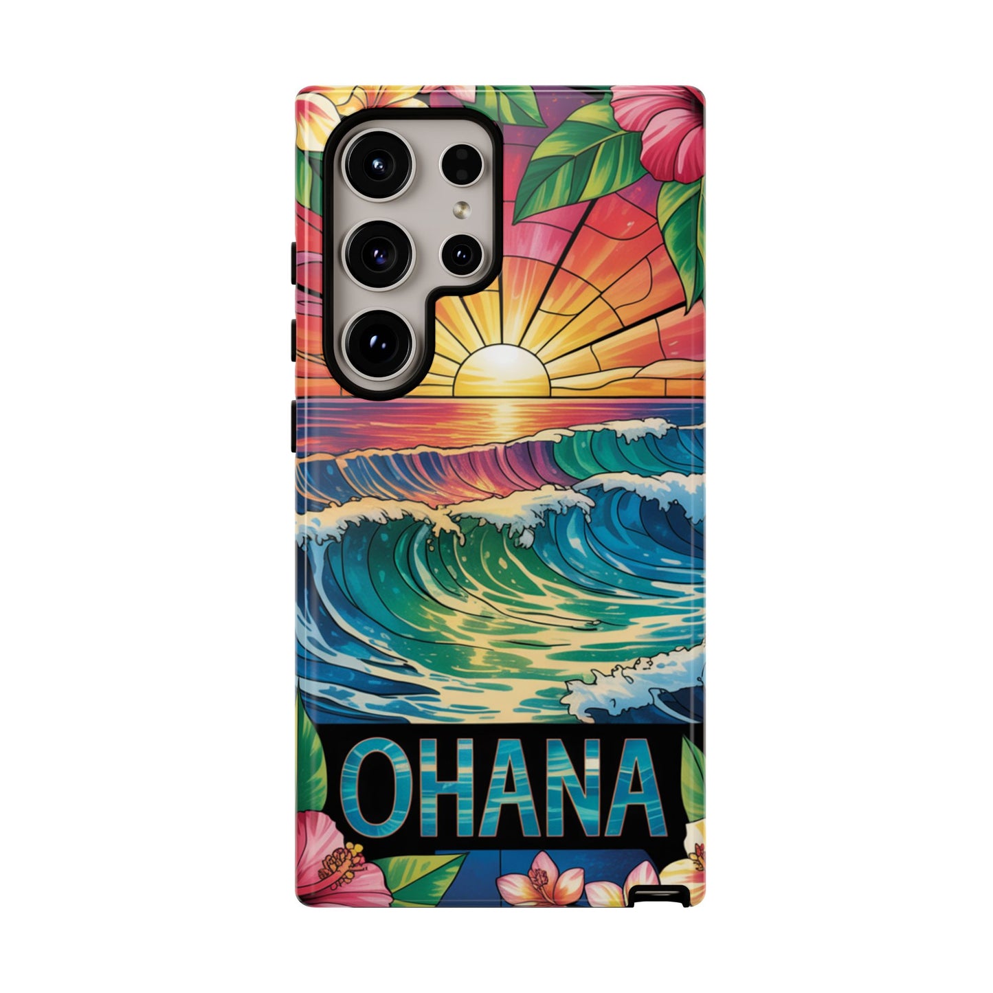 Samsung Galaxy Case Ohana Hawaiian Wave Phone Cover Sunset Tropical Beach Art Protective Case Gift for Samsung Lovers