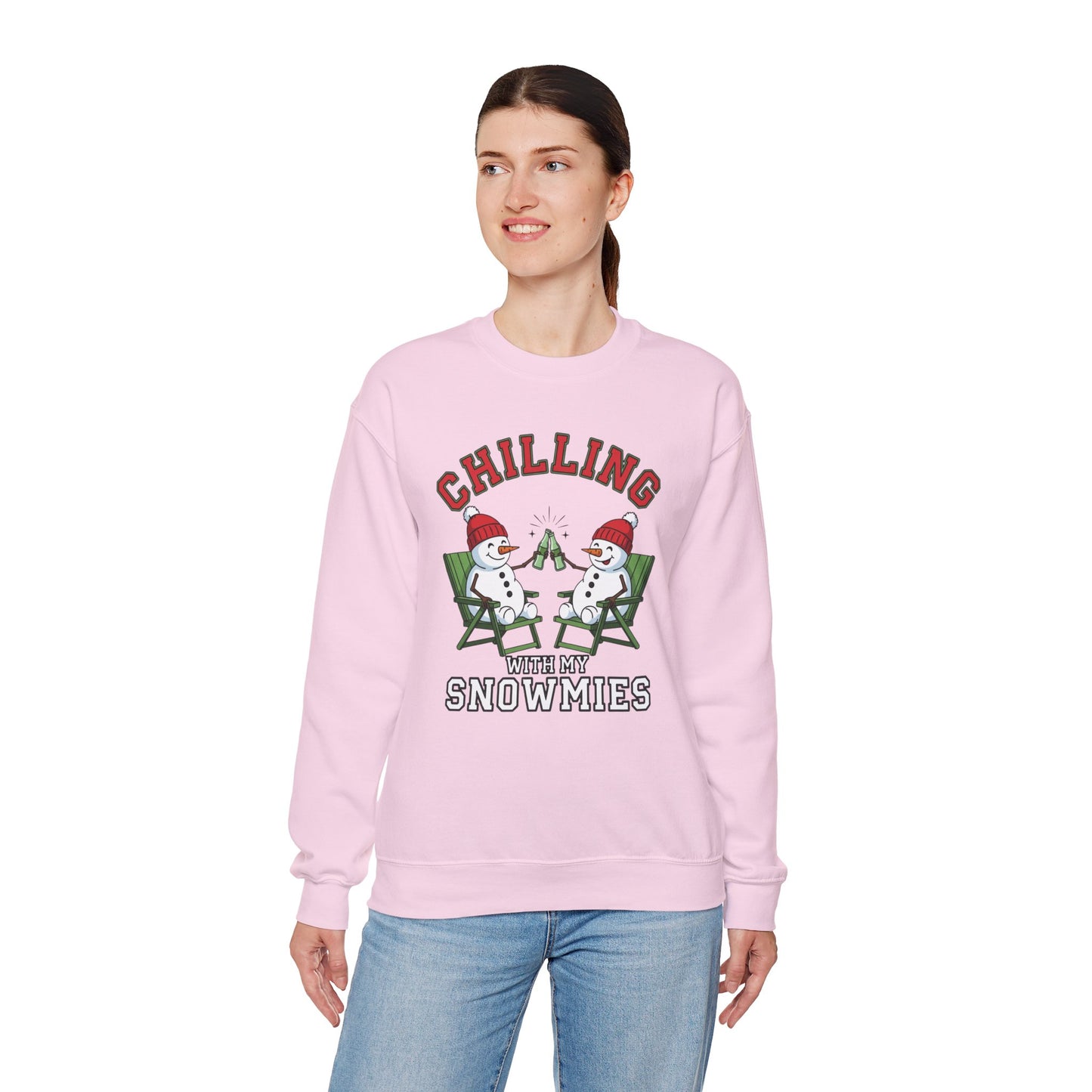 Chilling With My Snowmies Sweatshirt - Funny Christmas Snowman Sweater, Holiday Party Shirt, Cute Winter Gift, Matching Friends Xmas Top