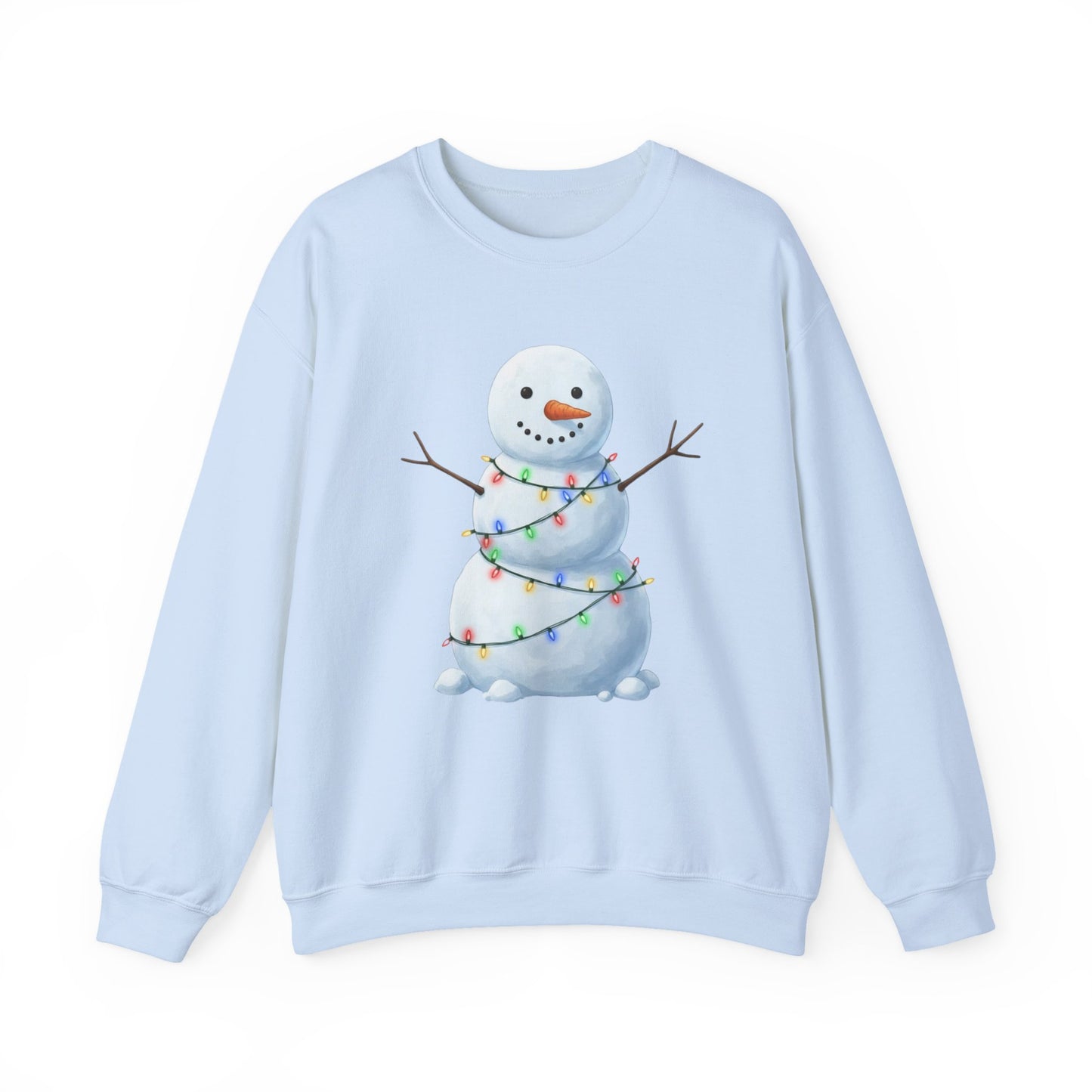 Cute Snowman Christmas Sweatshirt, Holiday Snowman Lights Sweater, Winter Snowman Crewneck, Cozy Christmas Gift, Festive Holiday Shirt