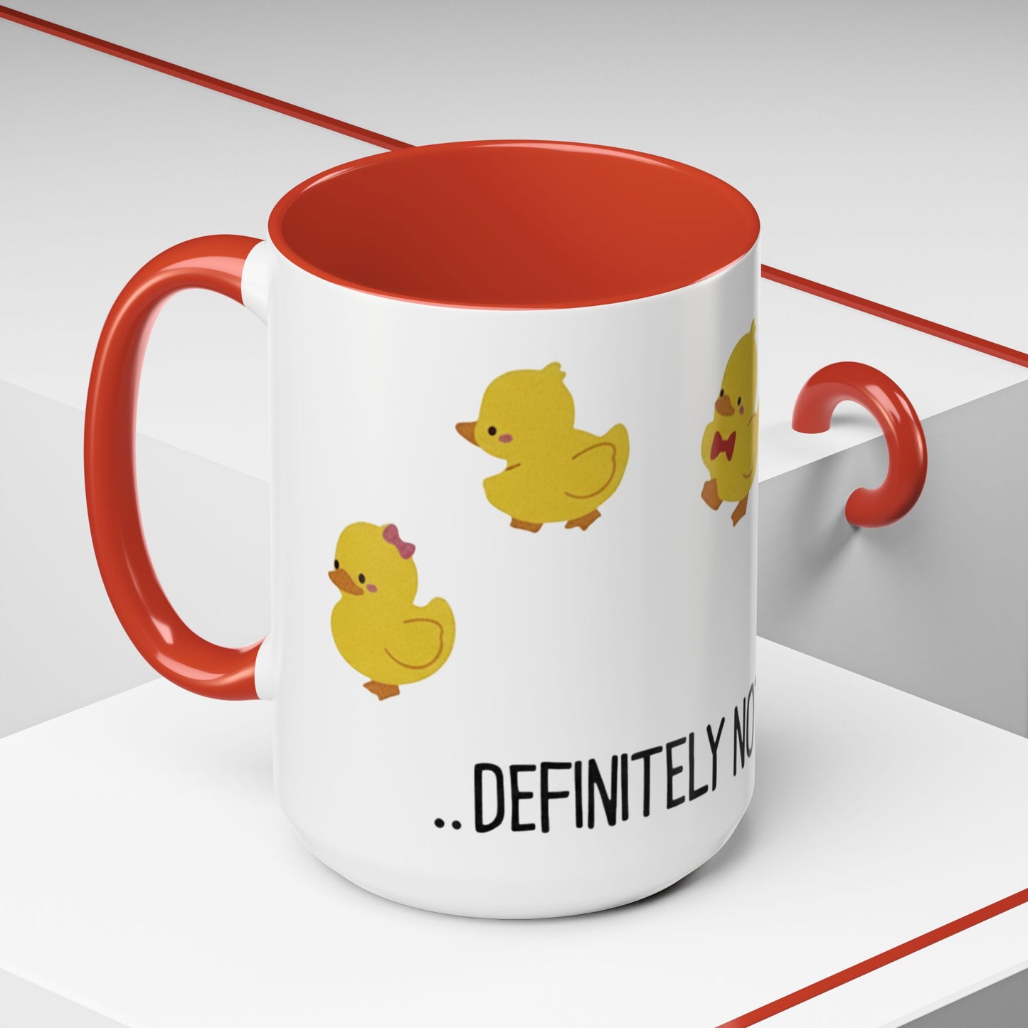 Funny Duck Mug, Cute Chick Coffee Cup, “Definitely Not In A Row” Mug, Cute Animal Lover Gift, Humor Tea Cup, Yellow Duck Kitchenware