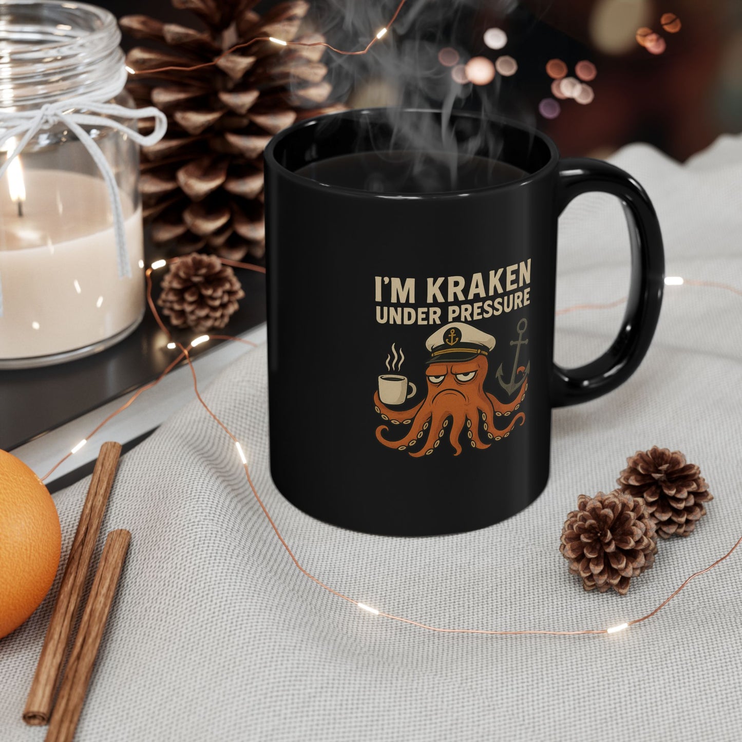 Kraken Under Pressure Mug • Funny Octopus Coffee Cup • Nautical Pun Gift Mug • Ocean Captain Humor • Stress Joke Mug 11oz 15oz