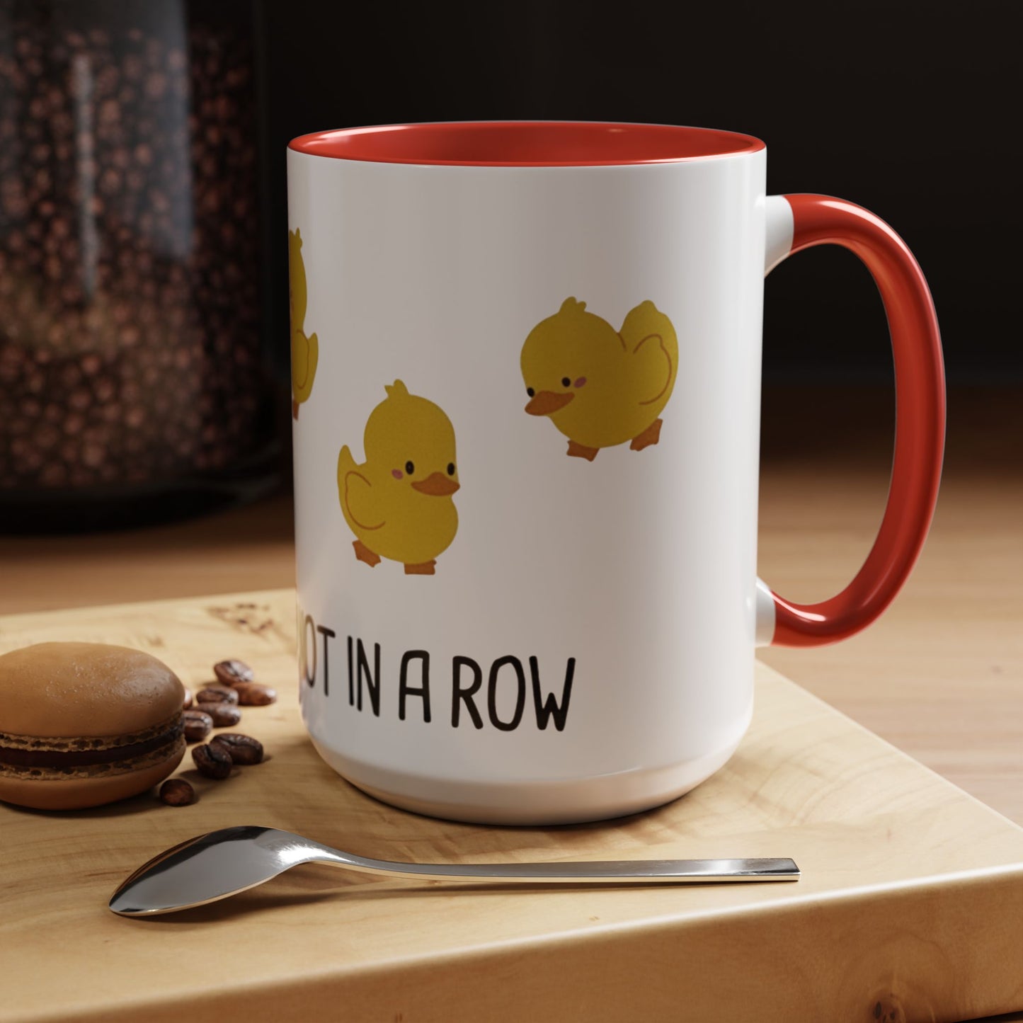 Funny Duck Mug, Cute Chick Coffee Cup, “Definitely Not In A Row” Mug, Cute Animal Lover Gift, Humor Tea Cup, Yellow Duck Kitchenware