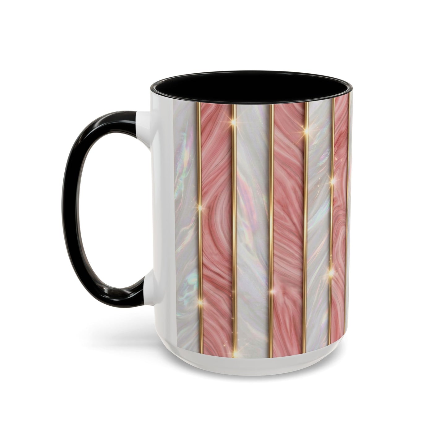 Pink Marble Coffee Mug, Gold Stripe Faux Agate Cup, Glam Desk Accessory, Elegant Tea Mug, Luxury Gift for Her, Chic Office Desk Decor