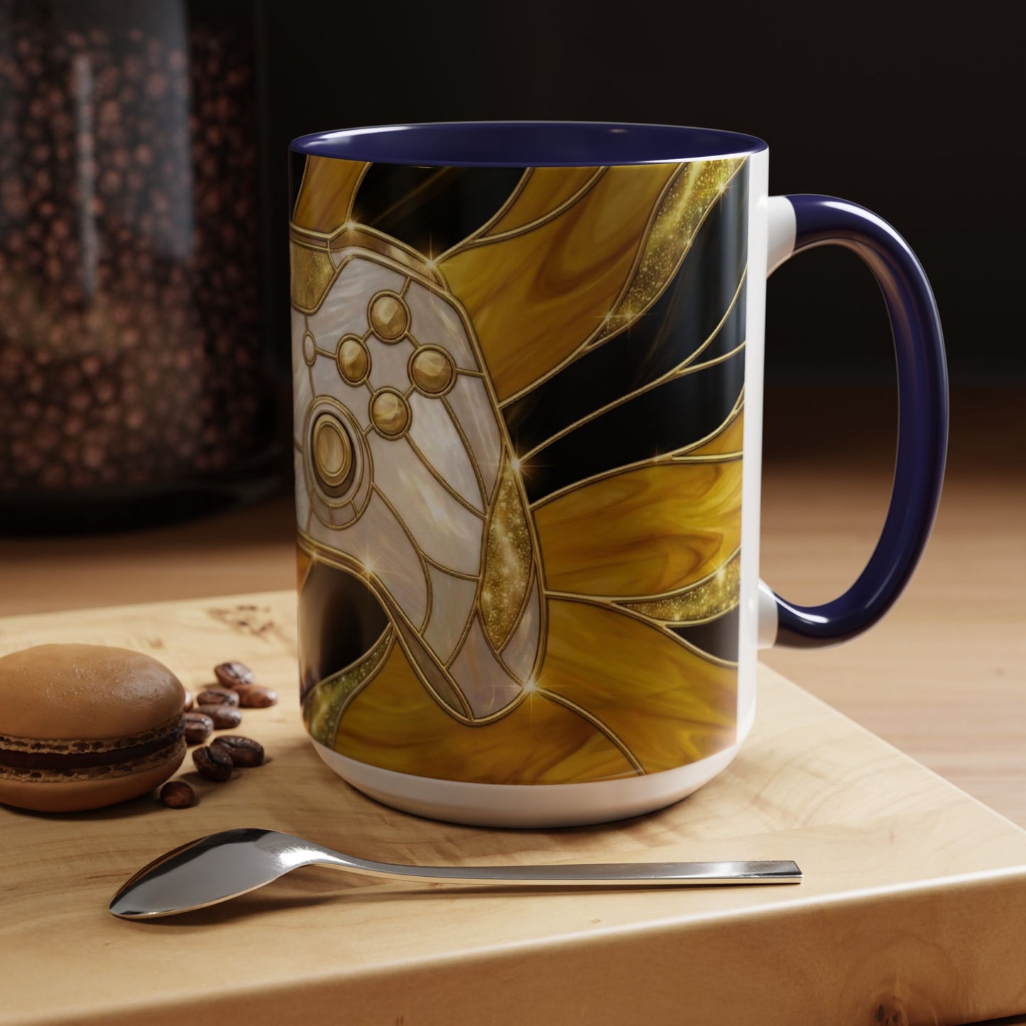 Stained Glass Gamer Mug, Gold Controller Coffee Cup, Video Game Gifts for Him, Gamer Boyfriend Gift, Teen Boy Gaming Mug, Desk Decor